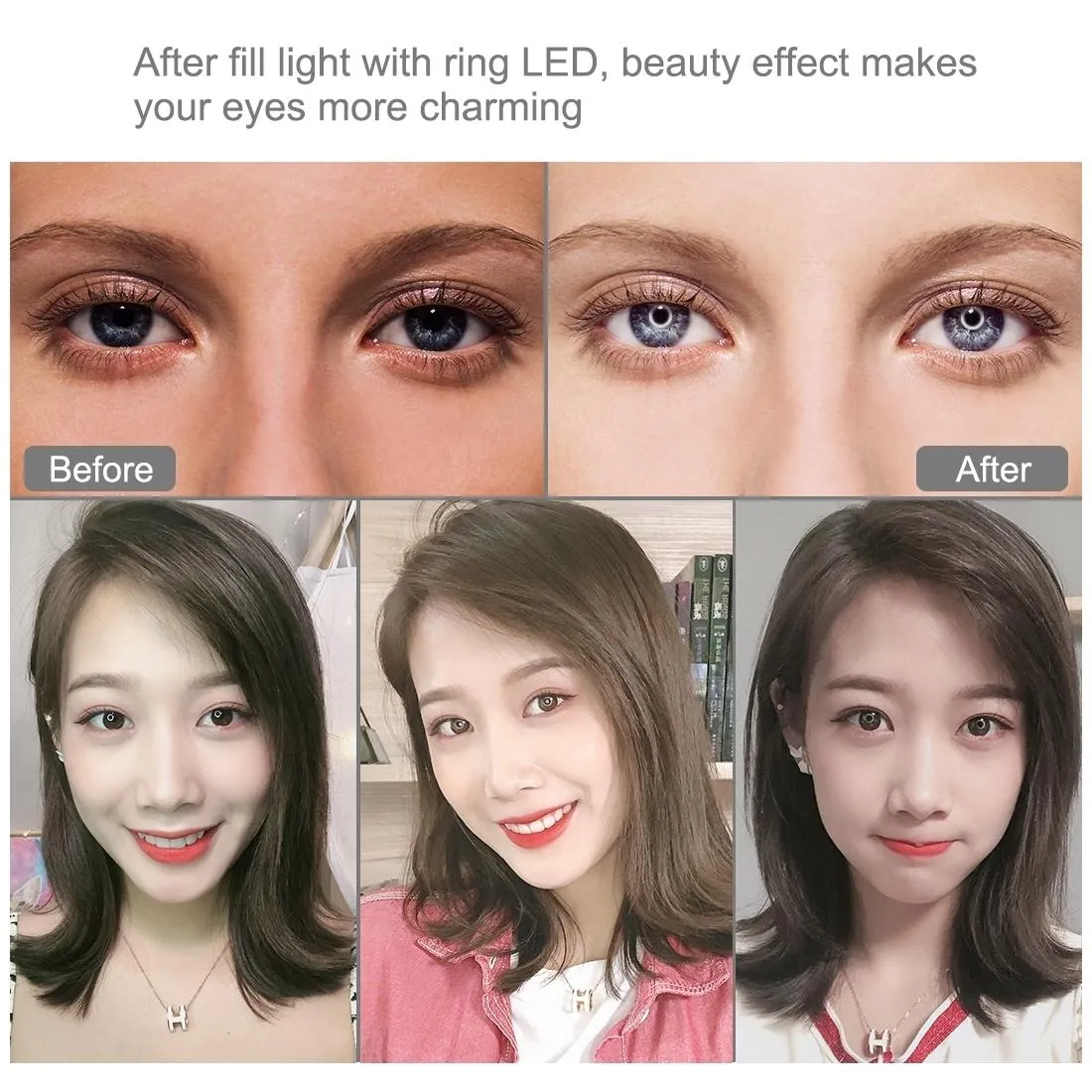 10 Mode Usb Led Ring Light with Tripod and Ball Head - 6.2 Inch Diameter