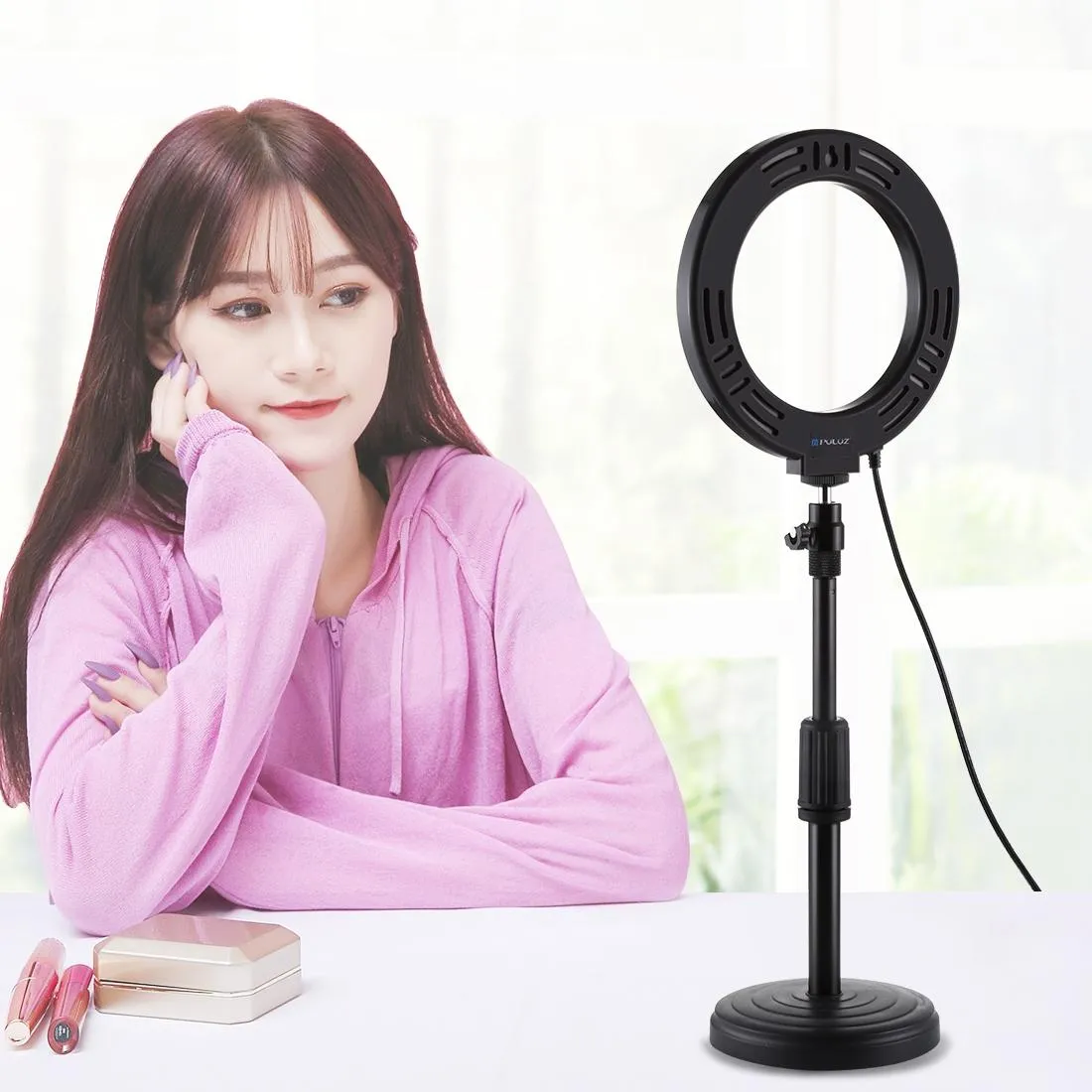 10 Mode Usb Led Ring Light with Tripod and Ball Head - 6.2 Inch Diameter