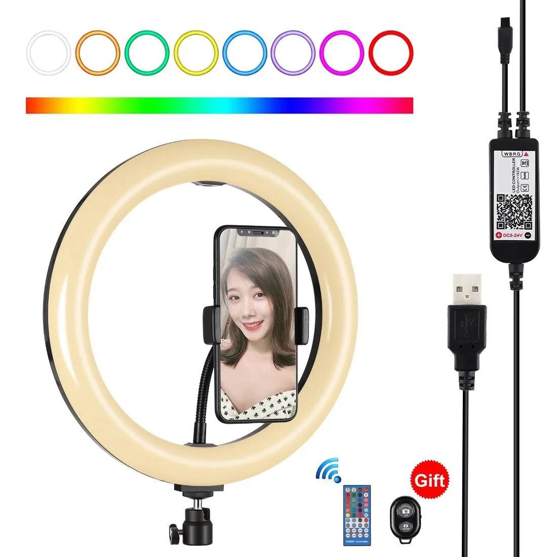 10.2 Curved Led Ring Light with Tripod & Remote for Vlogging & Photography
