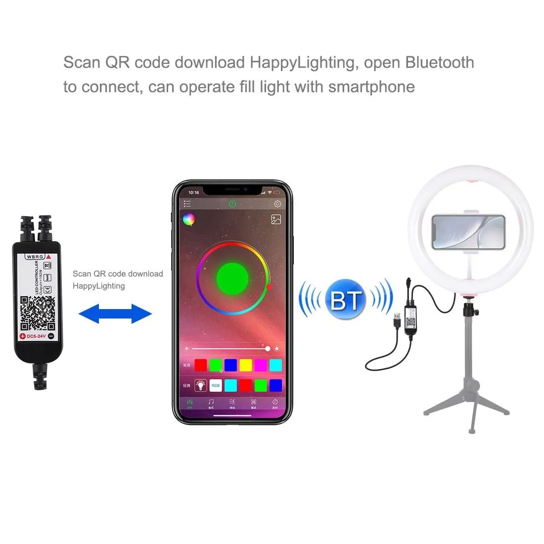 10.2 Curved Led Ring Light with Tripod & Remote for Vlogging & Photography