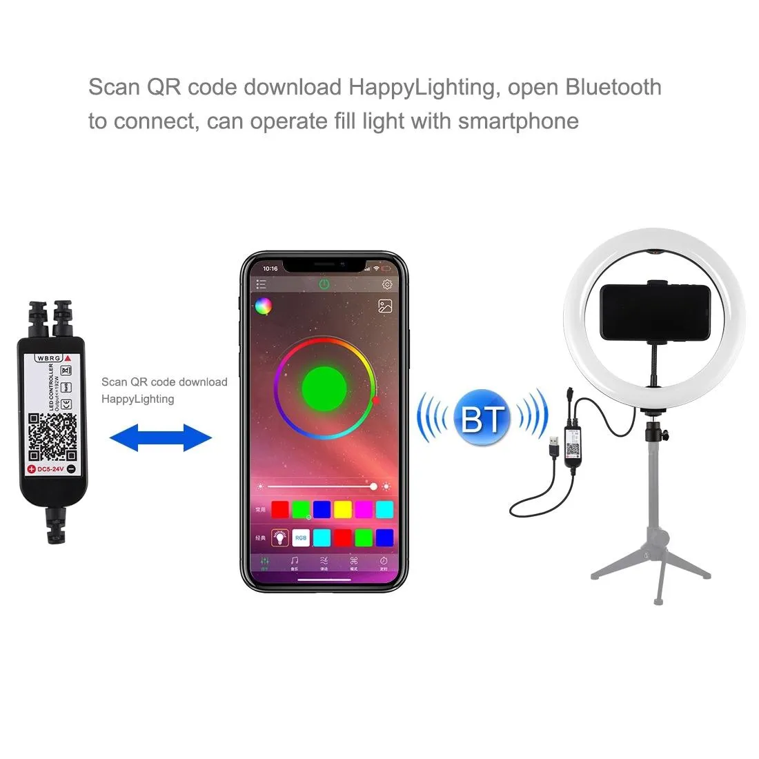 10.2 Curved Led Ring Light with Tripod & Remote for Vlogging & Photography