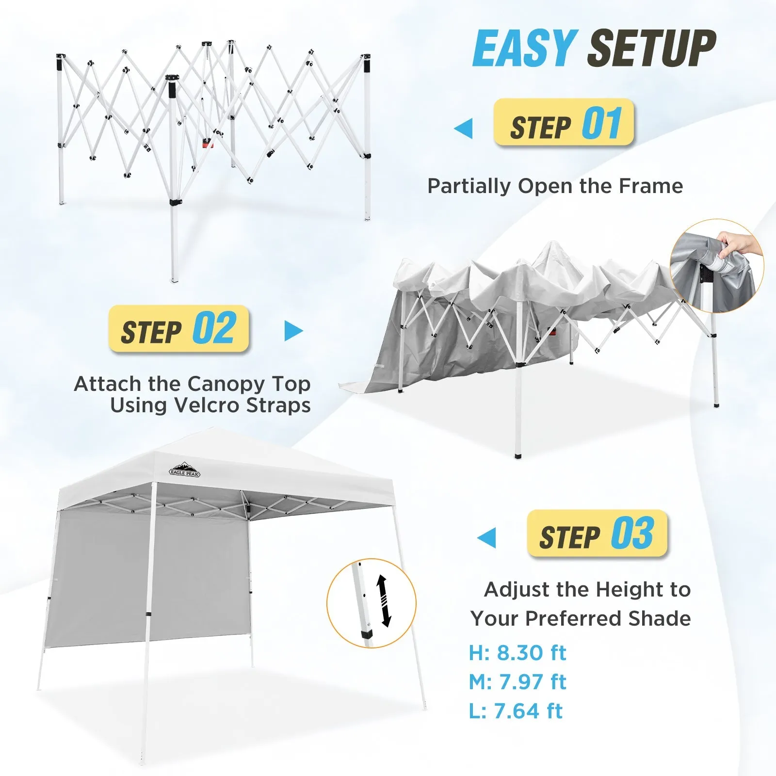10x10 Pop Up Canopy Tent with Wall Panel, 10x10 Base 8x8 Top