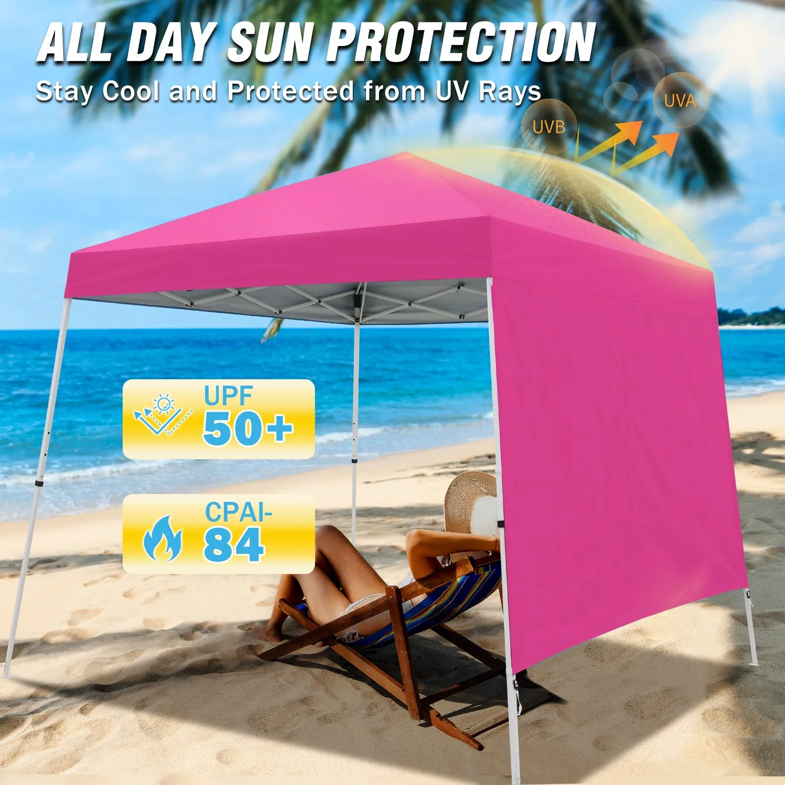 10x10 Pop Up Canopy Tent with Wall Panel, 10x10 Base 8x8 Top