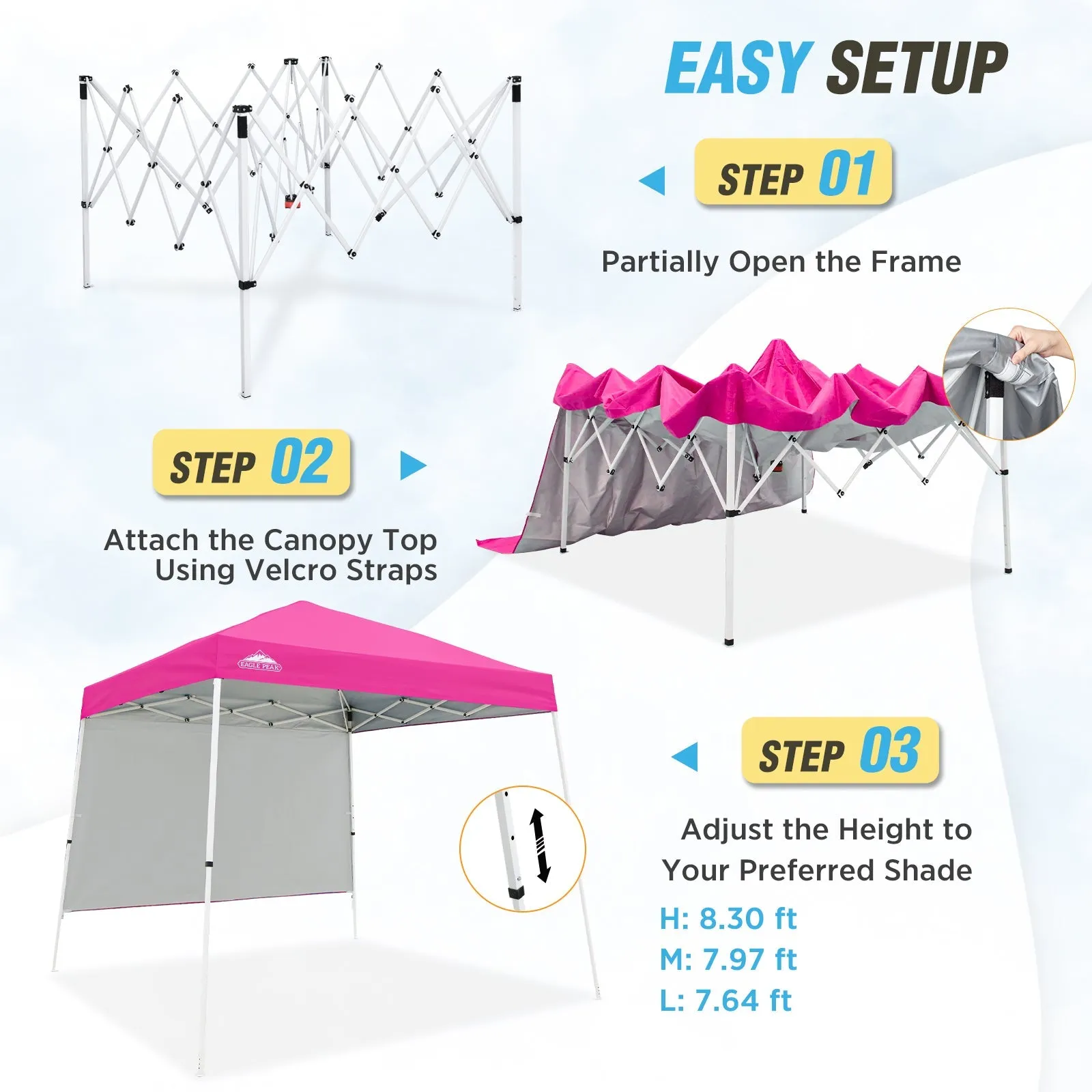 10x10 Pop Up Canopy Tent with Wall Panel, 10x10 Base 8x8 Top
