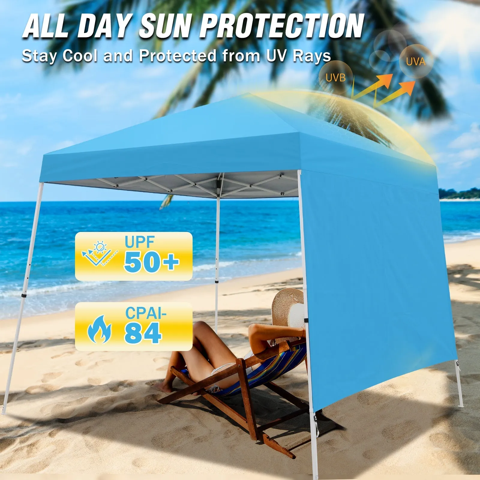 10x10 Pop Up Canopy Tent with Wall Panel, 10x10 Base 8x8 Top