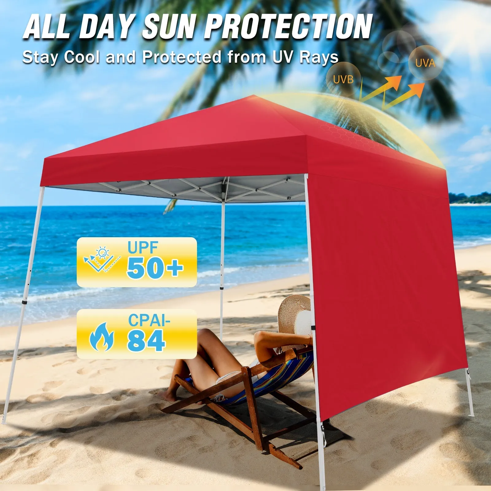 10x10 Pop Up Canopy Tent with Wall Panel, 10x10 Base 8x8 Top