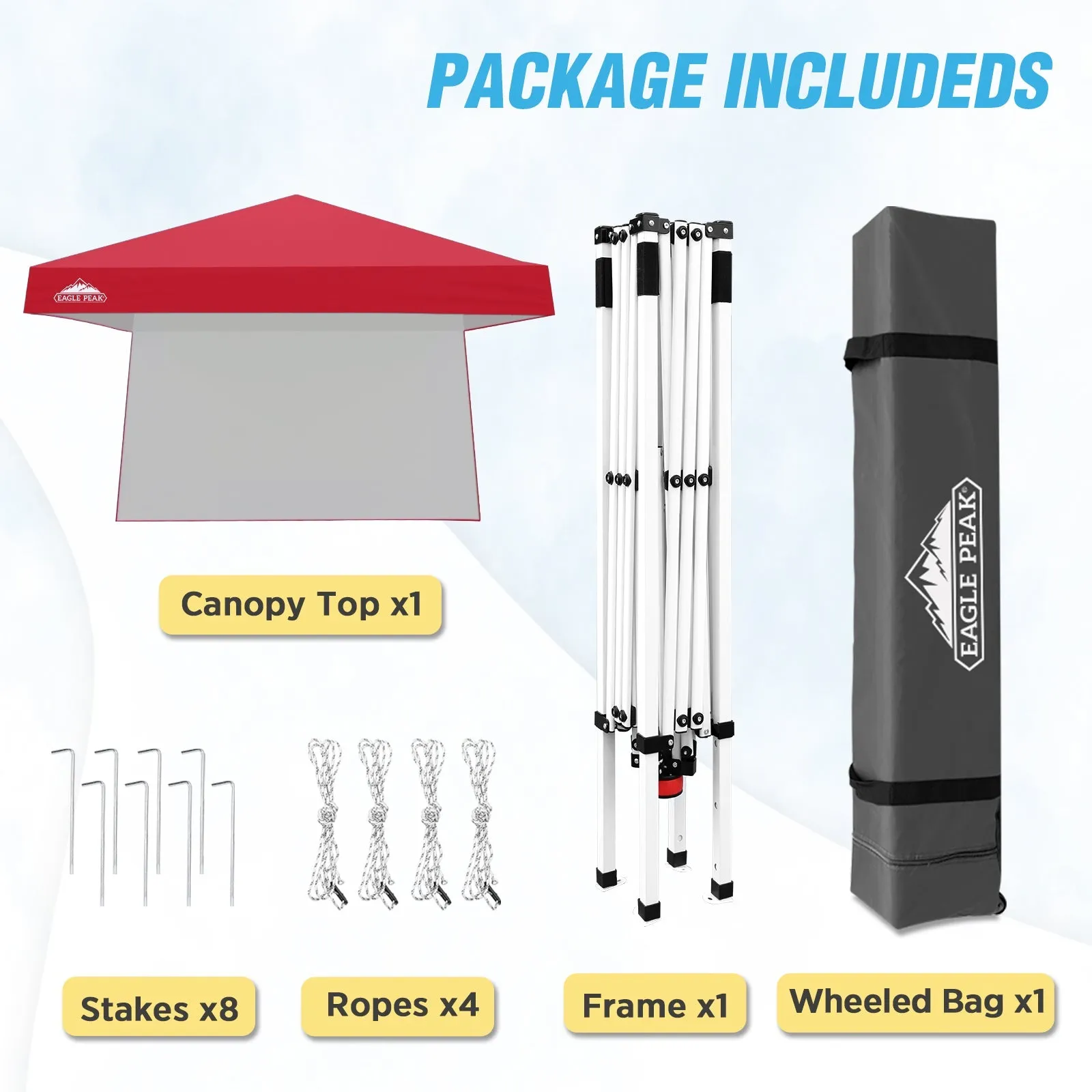 10x10 Pop Up Canopy Tent with Wall Panel, 10x10 Base 8x8 Top