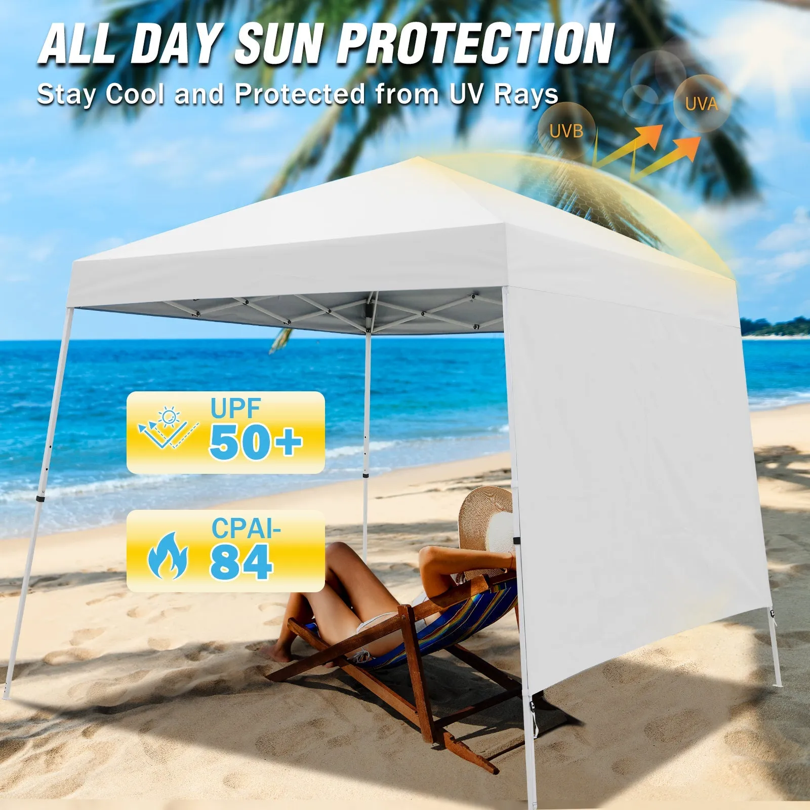 10x10 Pop Up Canopy Tent with Wall Panel, 10x10 Base 8x8 Top