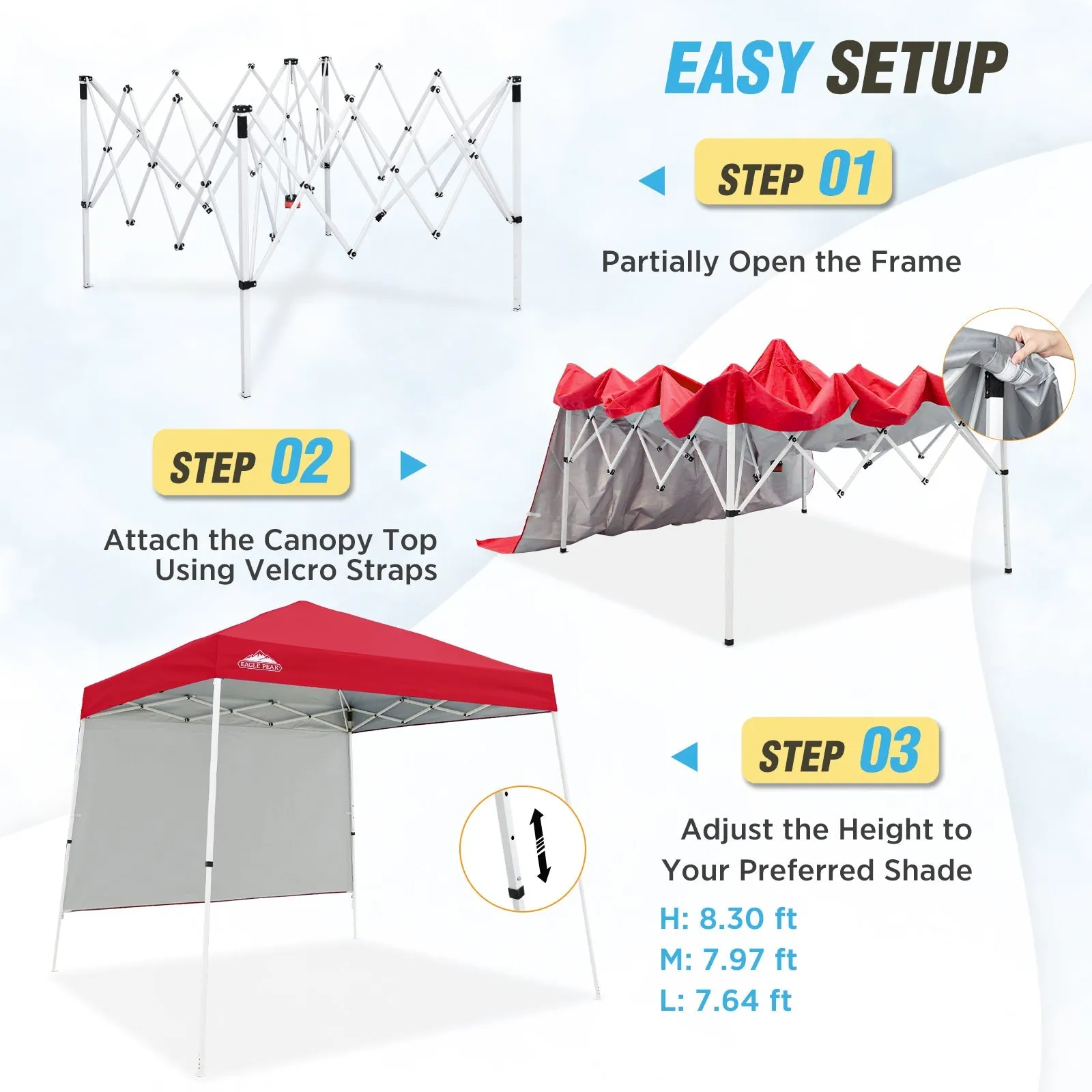10x10 Pop Up Canopy Tent with Wall Panel, 10x10 Base 8x8 Top