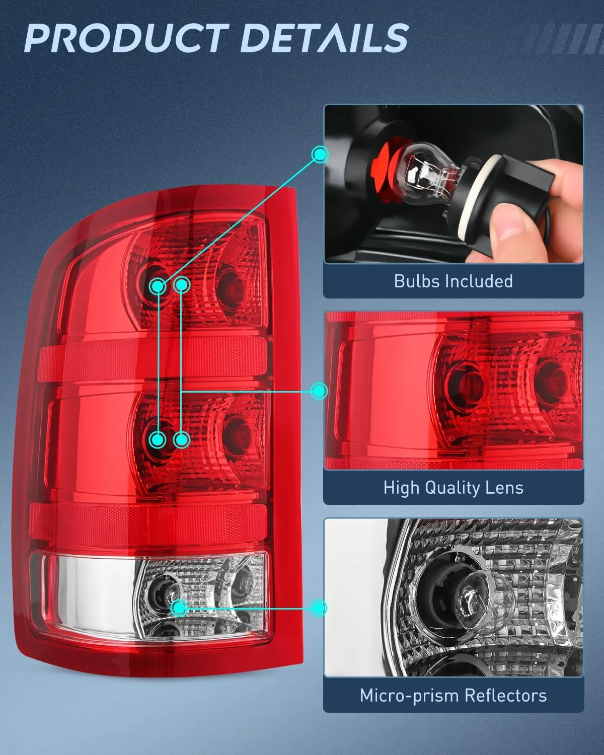 2007-2013 GMC Sierra 1500 2500HD 3500HD Tail light Assembly Rear Lamp Replacement OE Style Driver Side