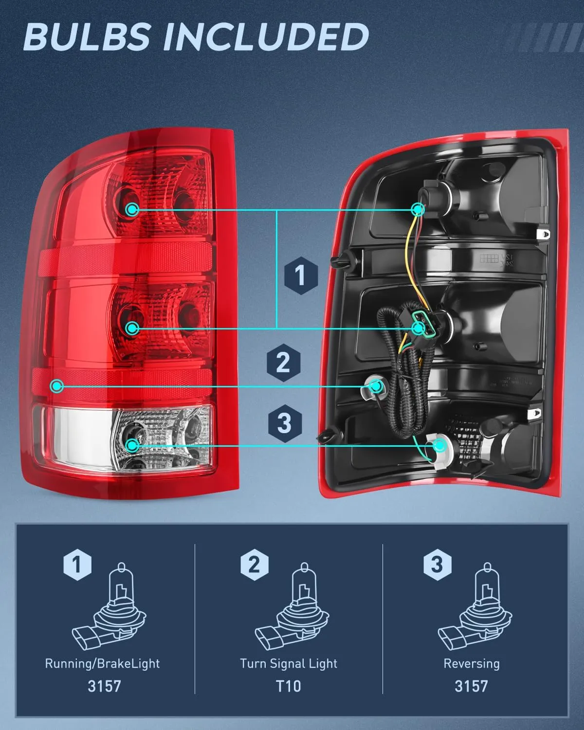 2007-2013 GMC Sierra 1500 2500HD 3500HD Tail light Assembly Rear Lamp Replacement OE Style Driver Side