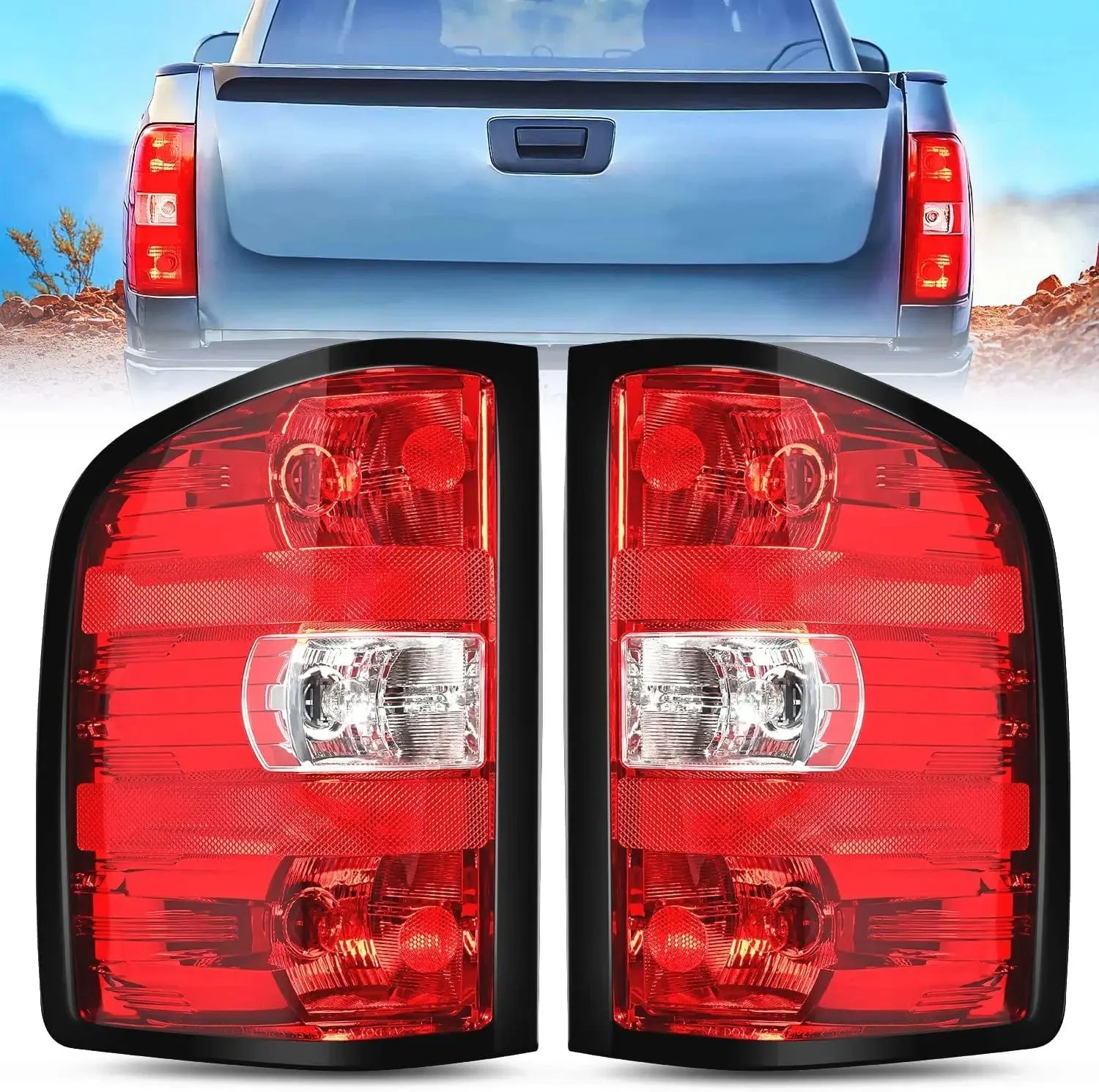 2007-2014 Chevy Silverado 1500 2500HD 3500HD 2007-2013 GMC Sierra 3500HD Tail light Assembly Rear Lamp Replacement w/Bulbs and Harness