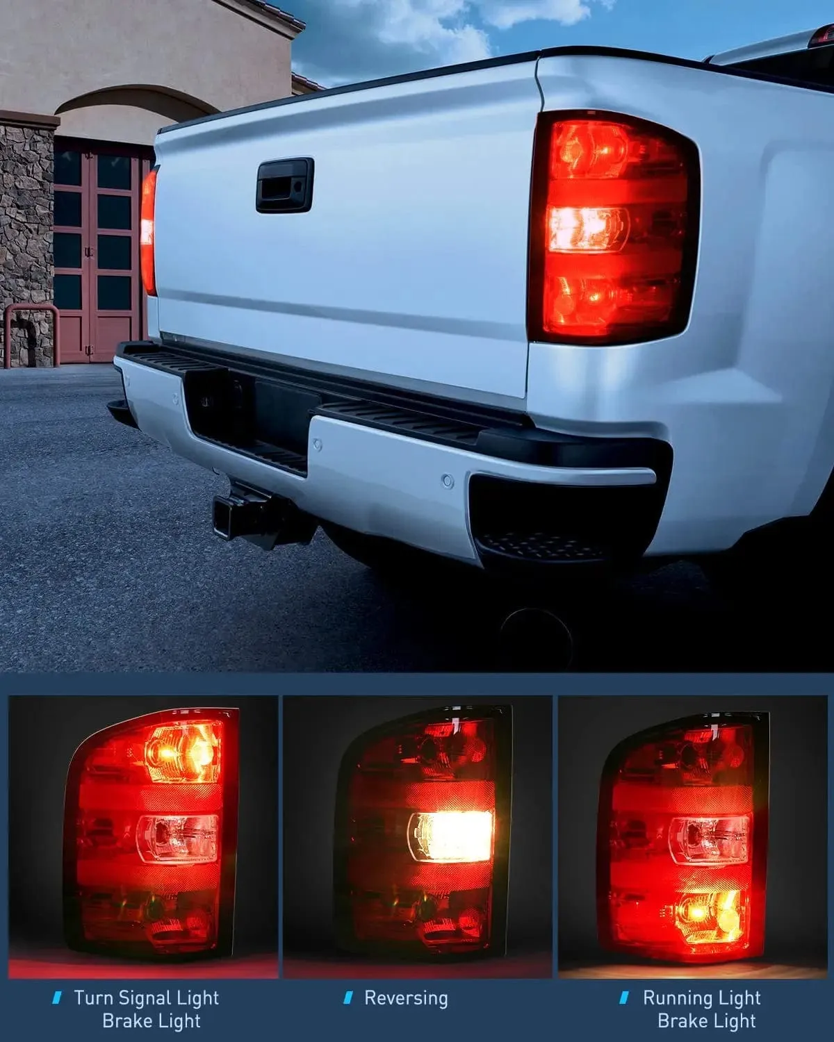 2007-2014 Chevy Silverado 1500 2500HD 3500HD 2007-2013 GMC Sierra 3500HD Tail light Assembly Rear Lamp Replacement w/Bulbs and Harness