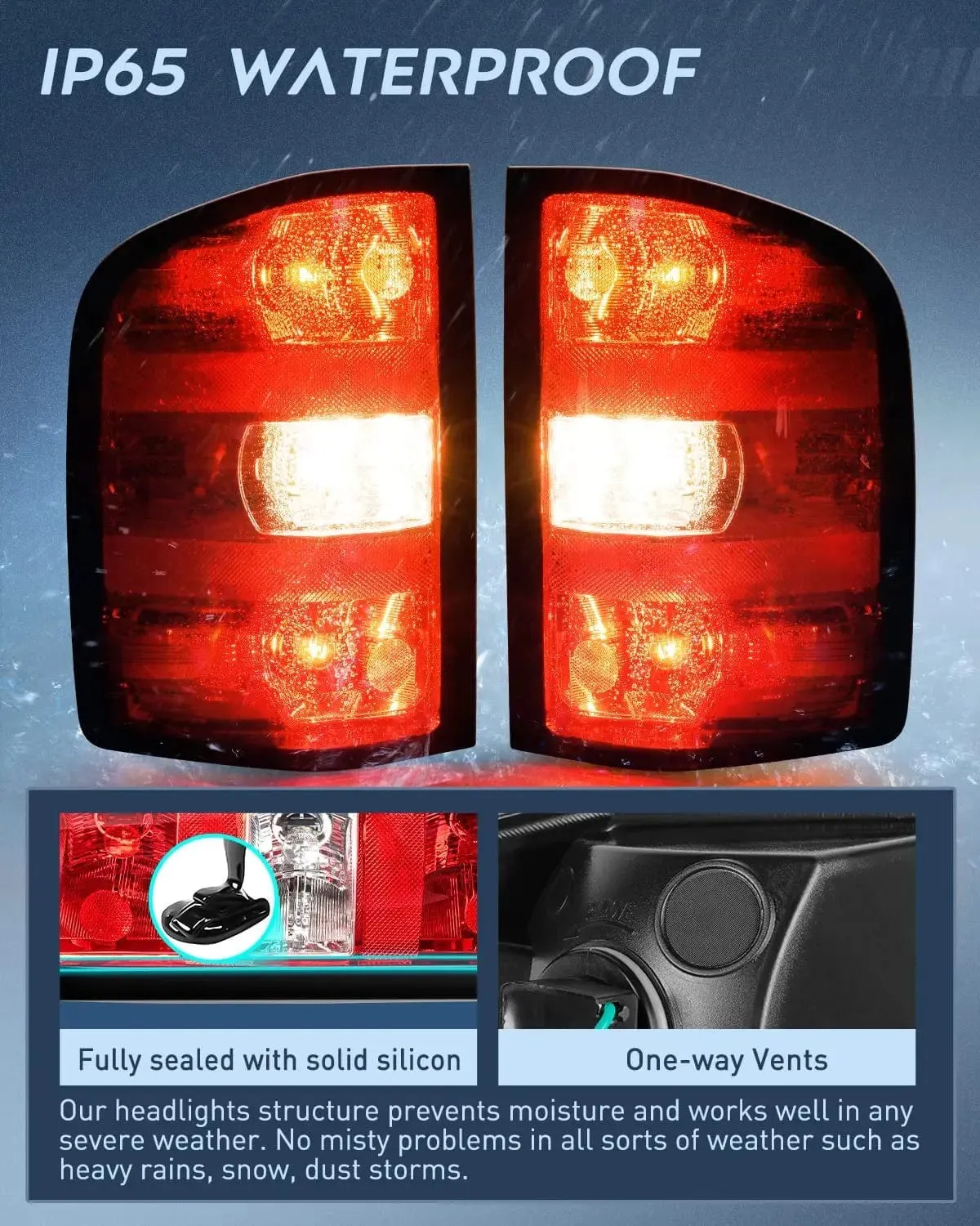 2007-2014 Chevy Silverado 1500 2500HD 3500HD 2007-2013 GMC Sierra 3500HD Tail light Assembly Rear Lamp Replacement w/Bulbs and Harness