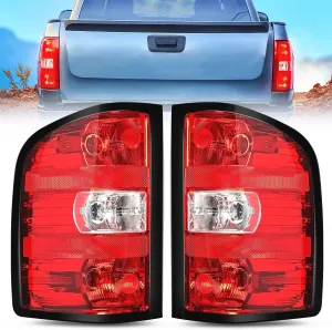 2007-2014 Chevy Silverado 1500 2500HD 3500HD 2007-2013 GMC Sierra 3500HD Tail light Assembly Rear Lamp Replacement w/Bulbs and Harness