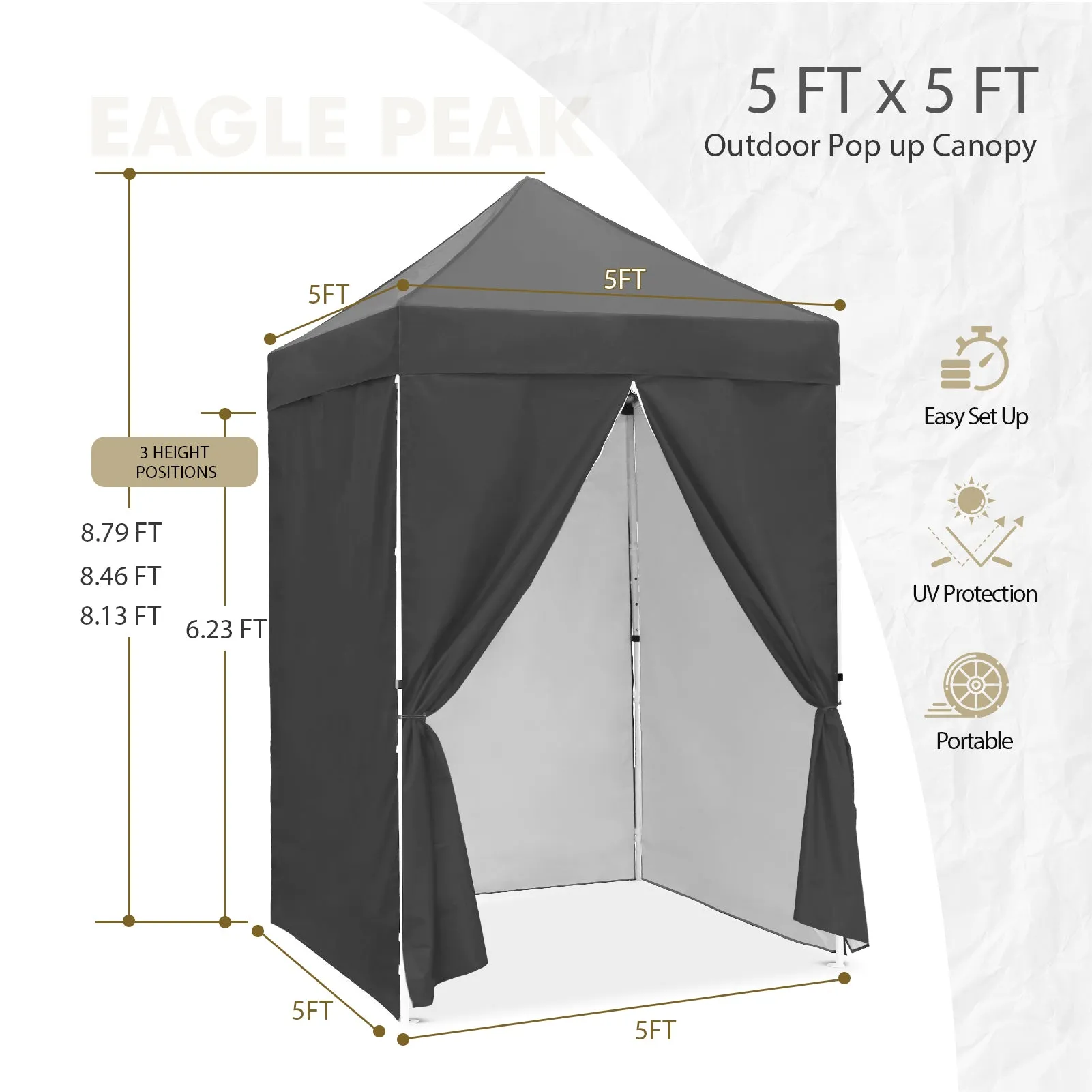 5x5 Instant Canopy with 4-Side Wall Panels