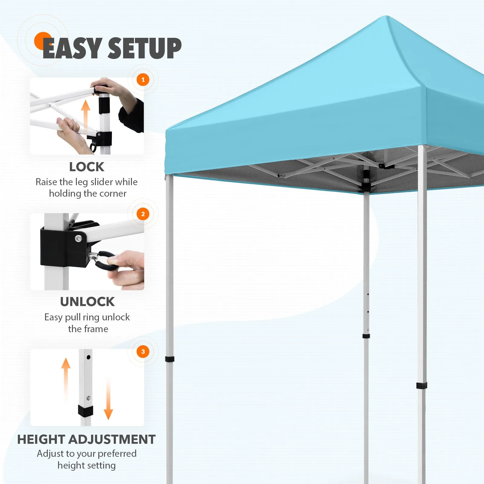 5x5 Pop Up Canopy Tent Instant Straight Leg  Outdoor Canopy Easy Set-up