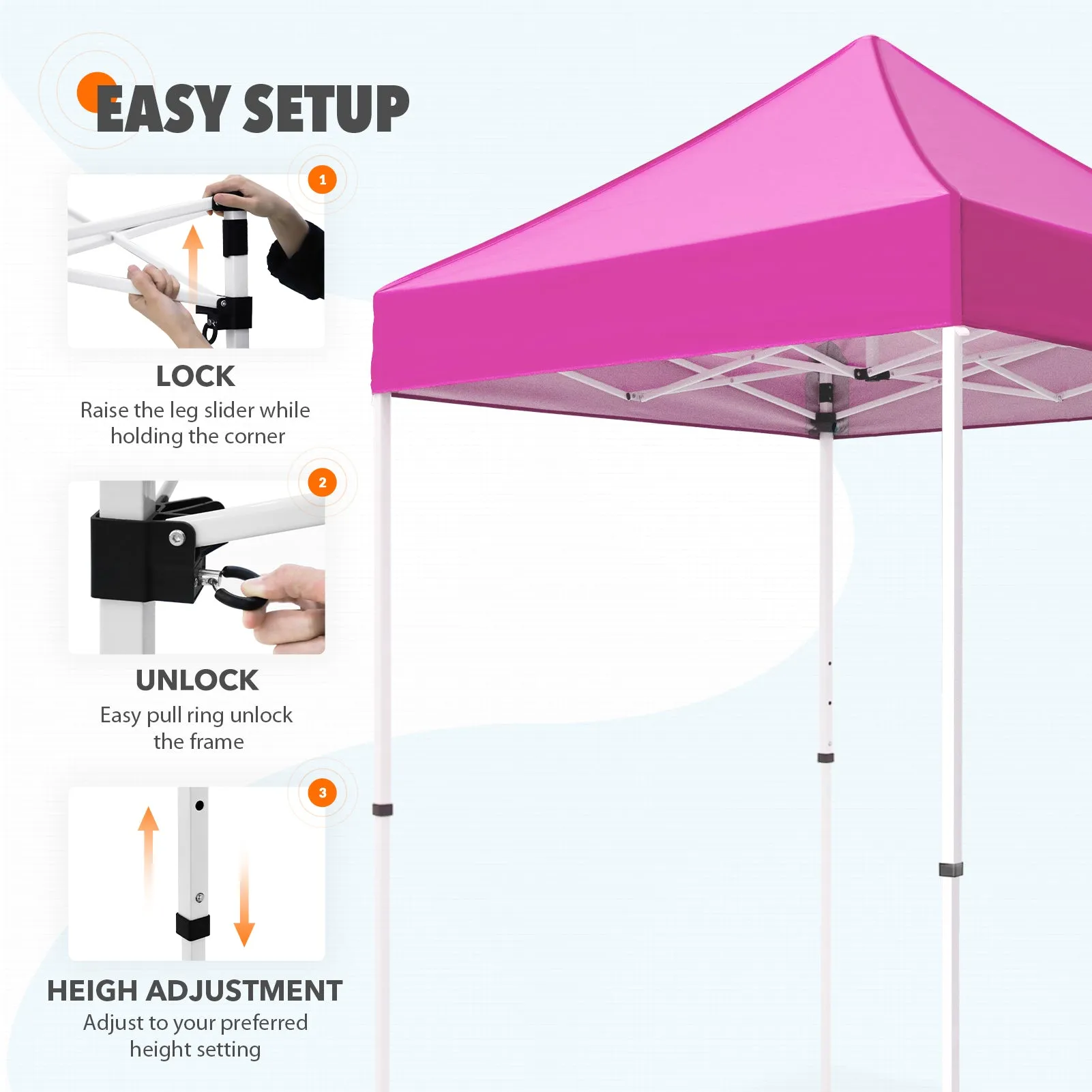 5x5 Pop Up Canopy Tent Instant Straight Leg  Outdoor Canopy Easy Set-up