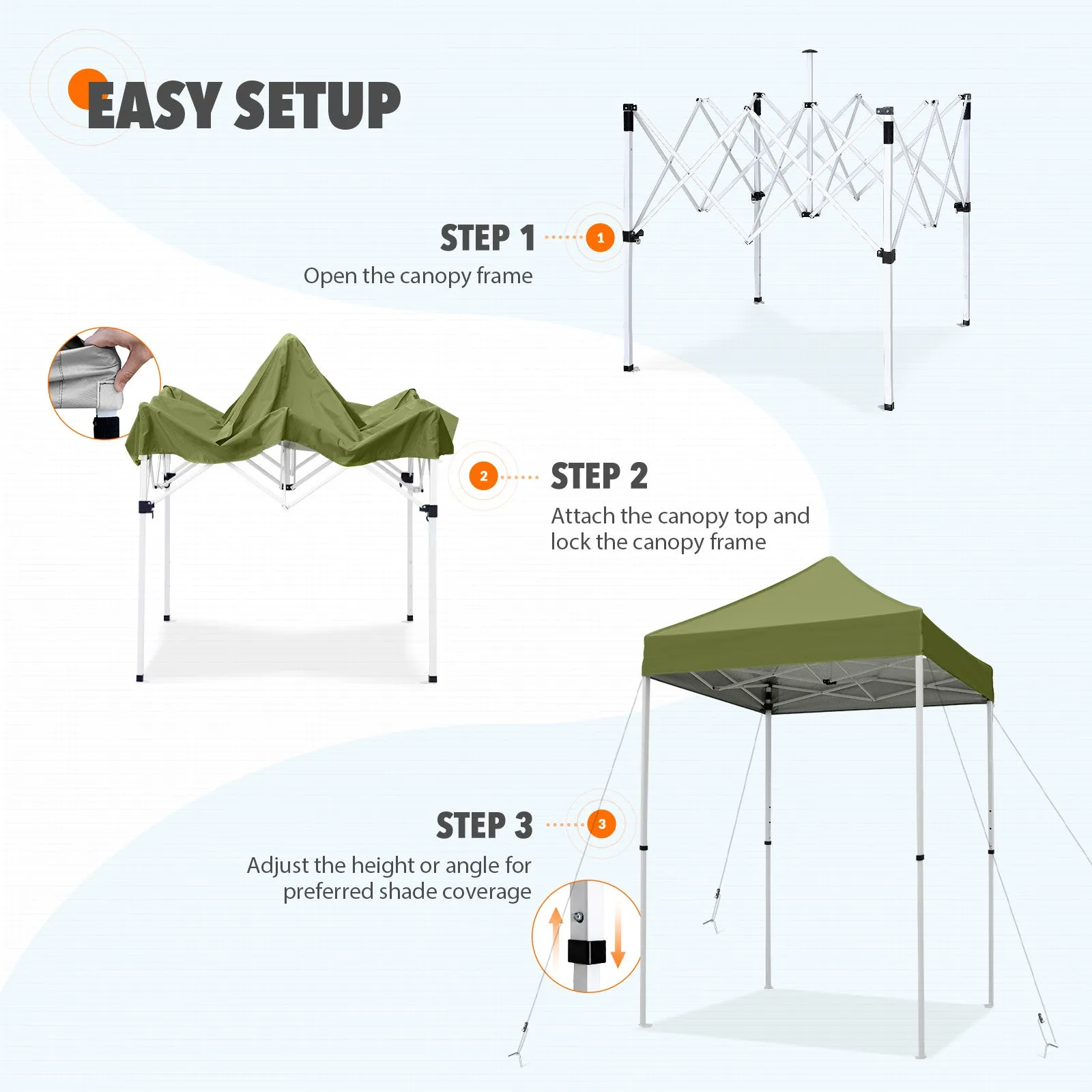 5x5 Pop Up Canopy Tent Instant Straight Leg  Outdoor Canopy Easy Set-up