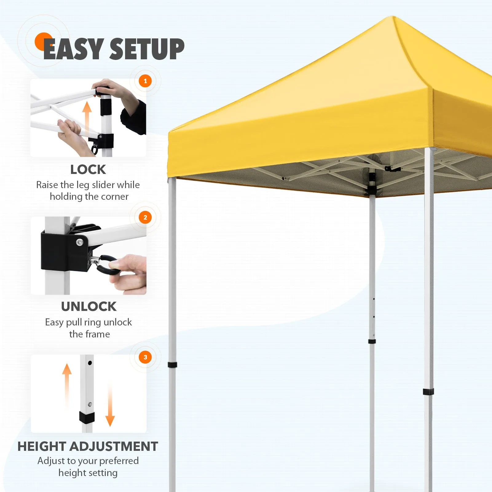 5x5 Pop Up Canopy Tent Instant Straight Leg  Outdoor Canopy Easy Set-up