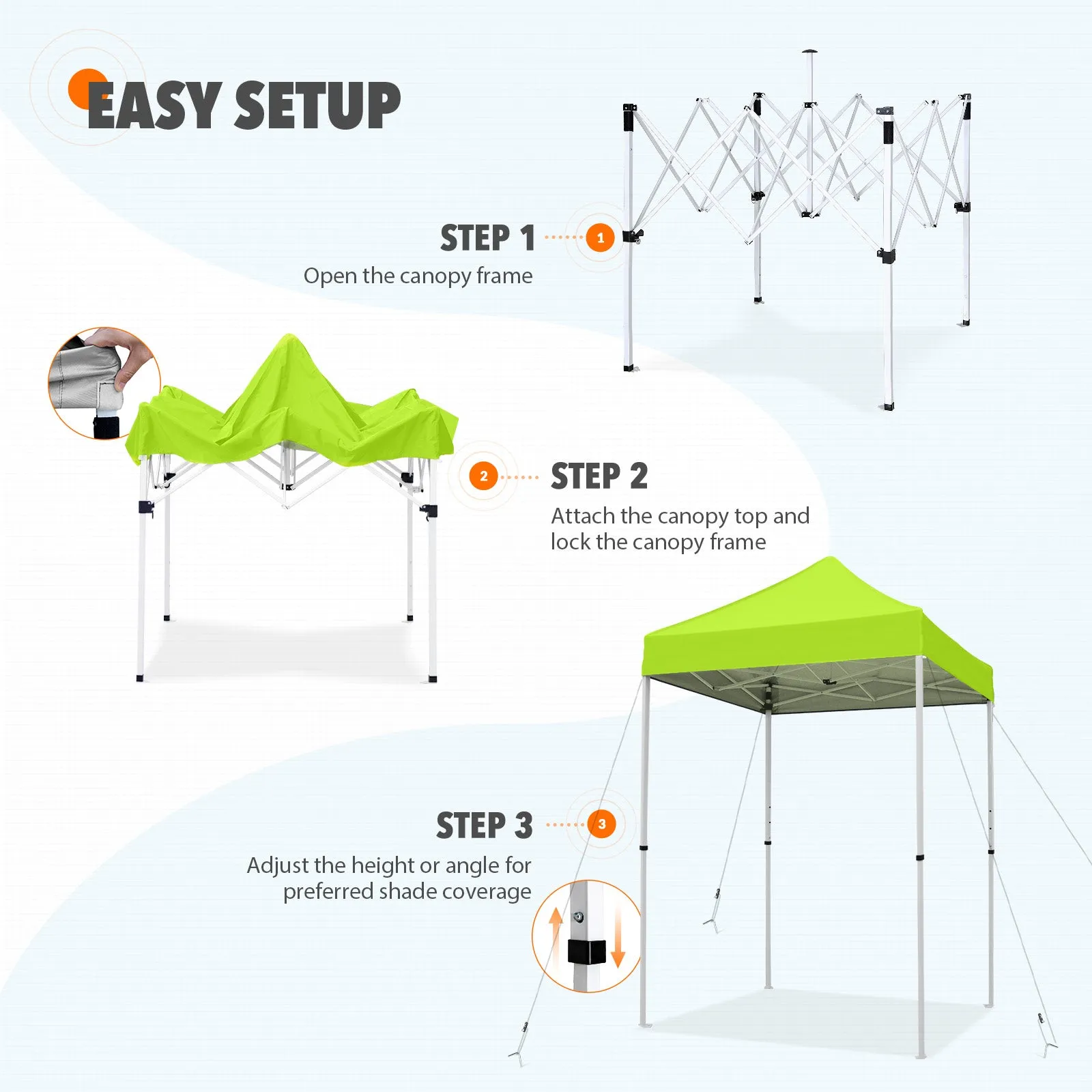 5x5 Pop Up Canopy Tent Instant Straight Leg  Outdoor Canopy Easy Set-up