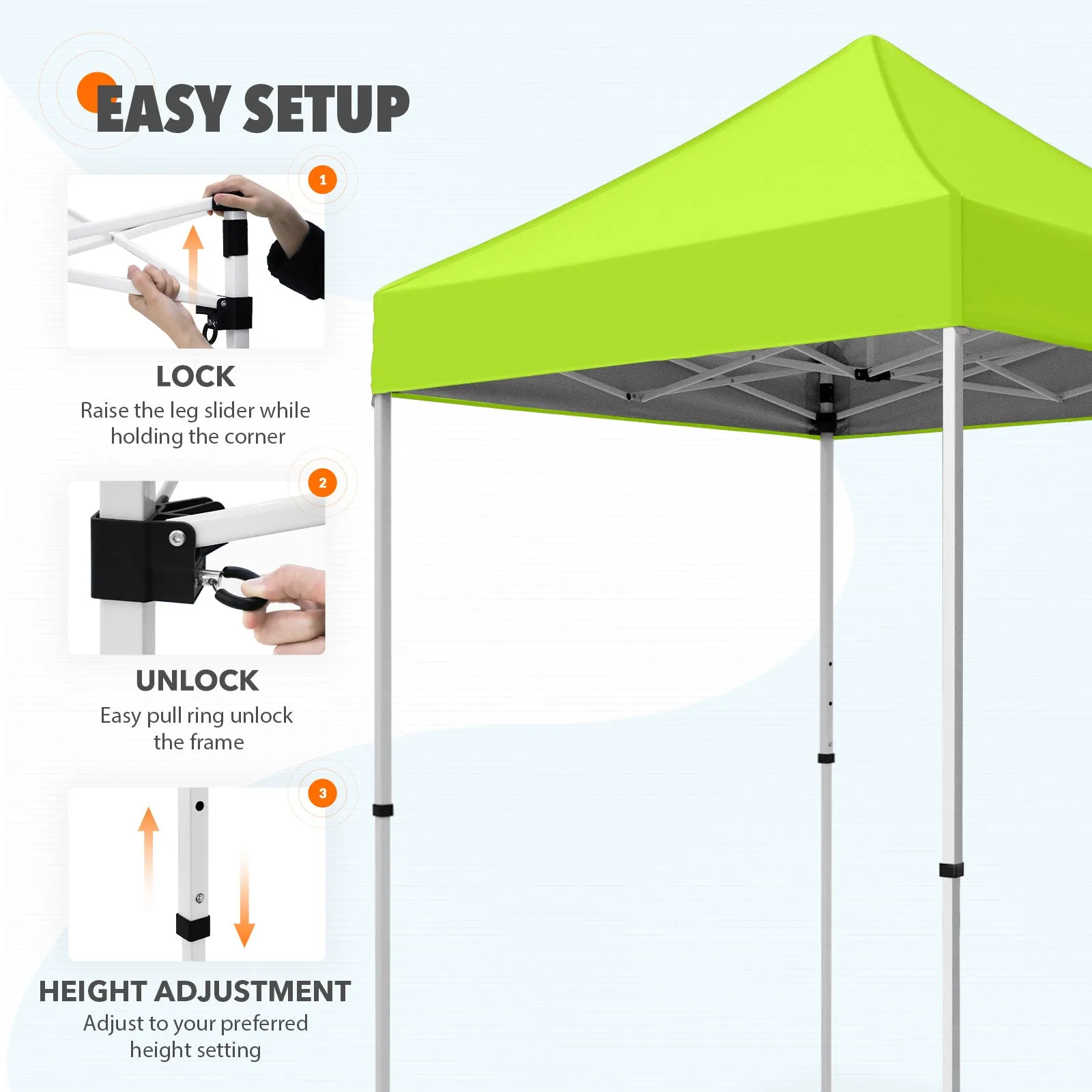 5x5 Pop Up Canopy Tent Instant Straight Leg  Outdoor Canopy Easy Set-up