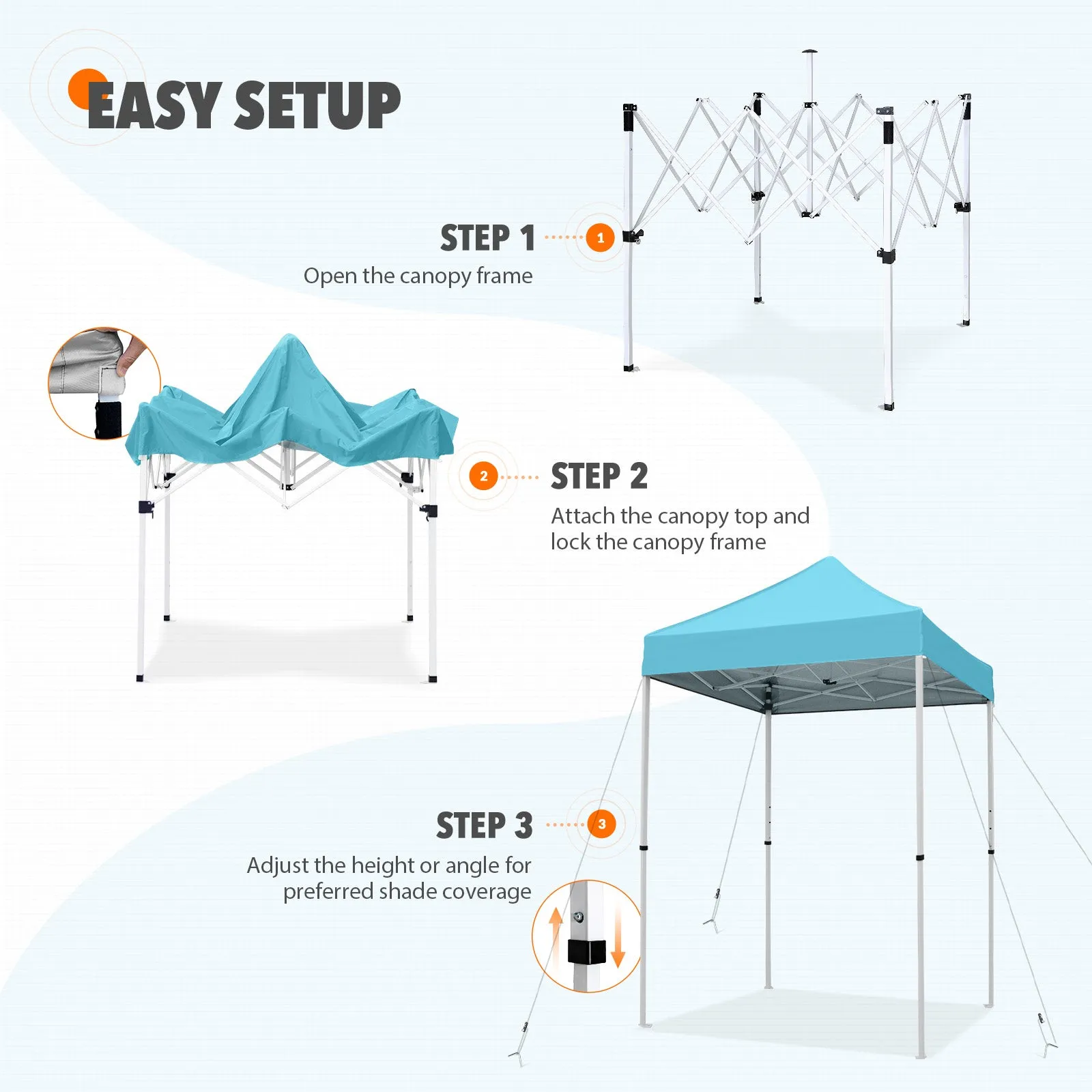 5x5 Pop Up Canopy Tent Instant Straight Leg  Outdoor Canopy Easy Set-up