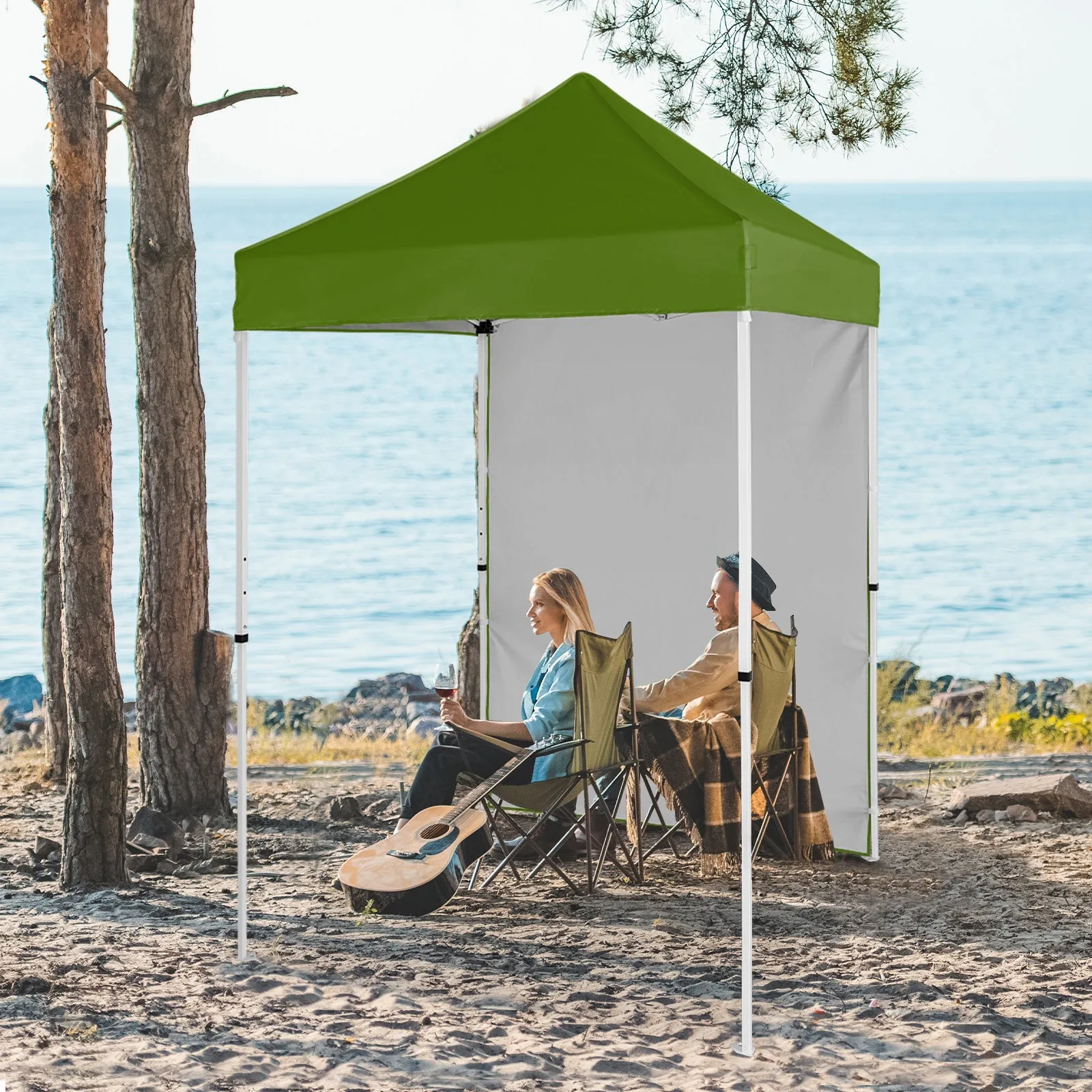 5x5 Straight Leg Pop Up Canopy Tent with One Removable Sunwall