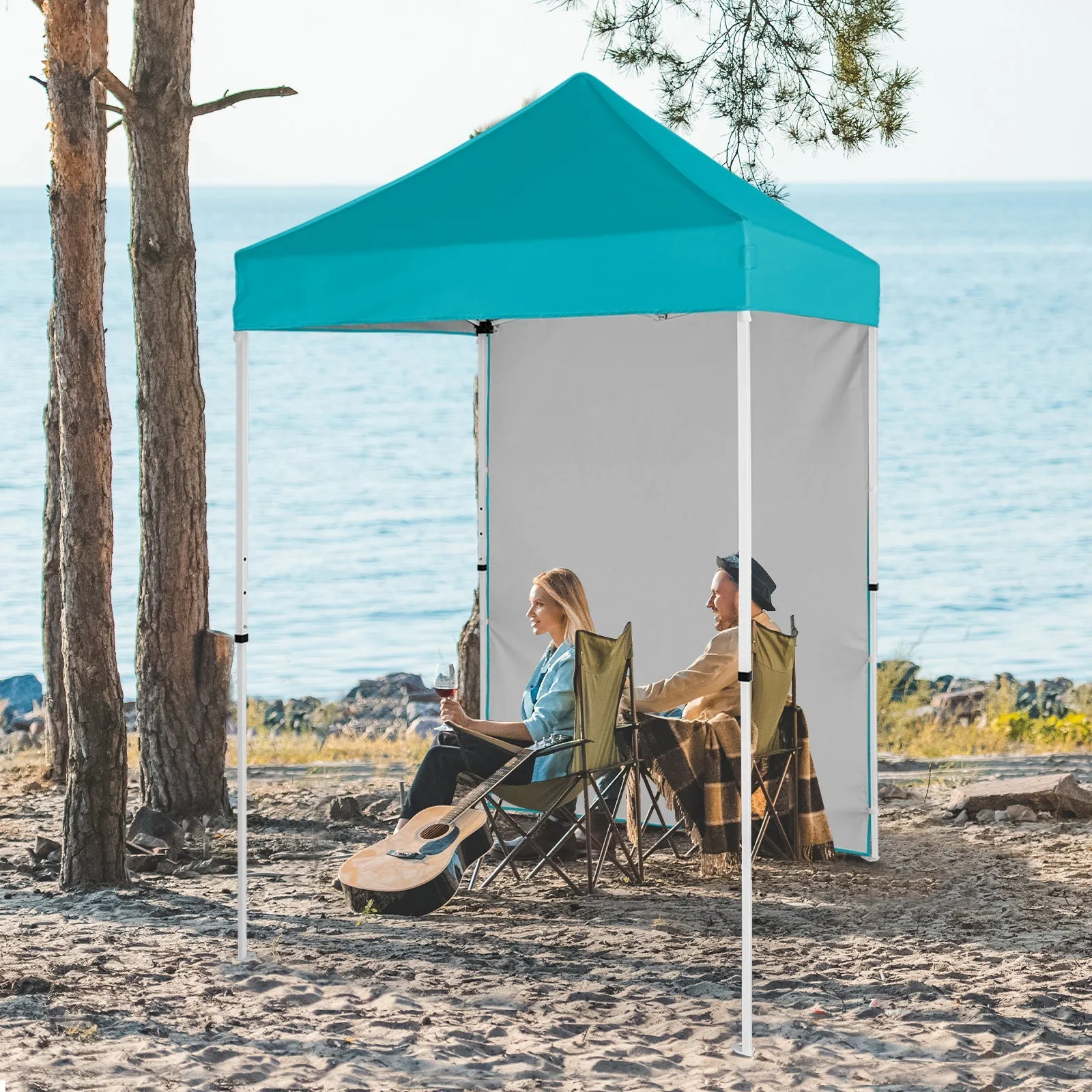 5x5 Straight Leg Pop Up Canopy Tent with One Removable Sunwall
