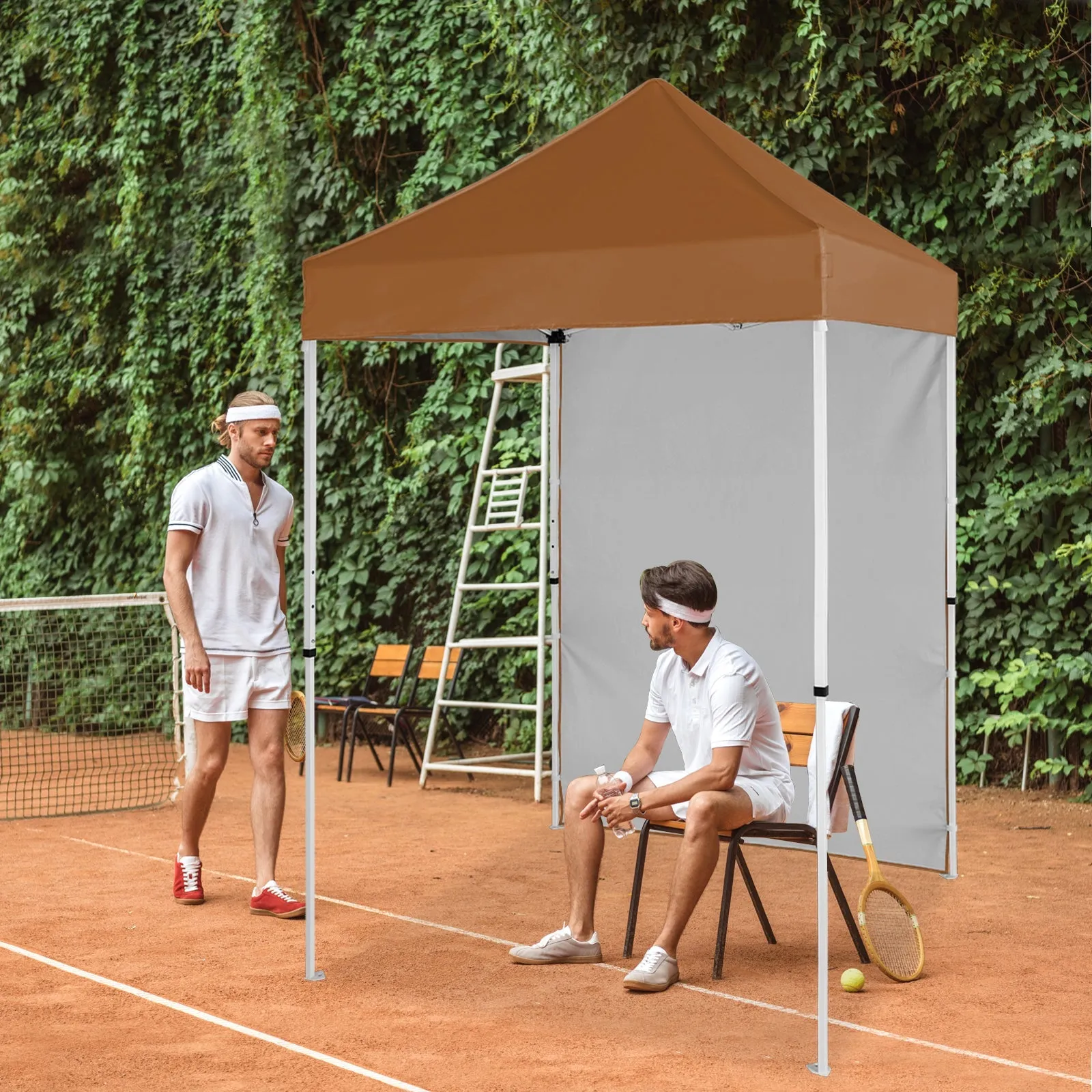 5x5 Straight Leg Pop Up Canopy Tent with One Removable Sunwall