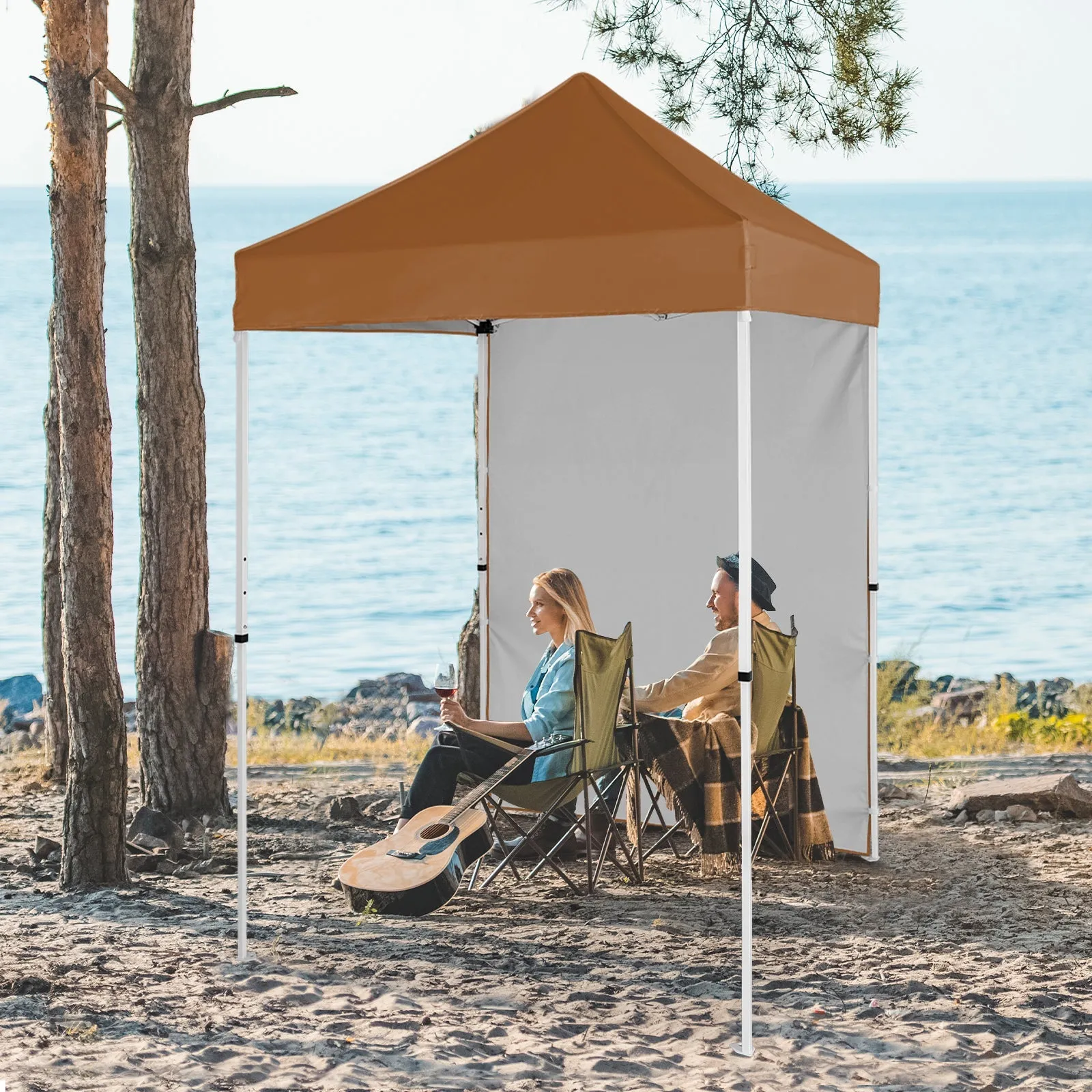 5x5 Straight Leg Pop Up Canopy Tent with One Removable Sunwall
