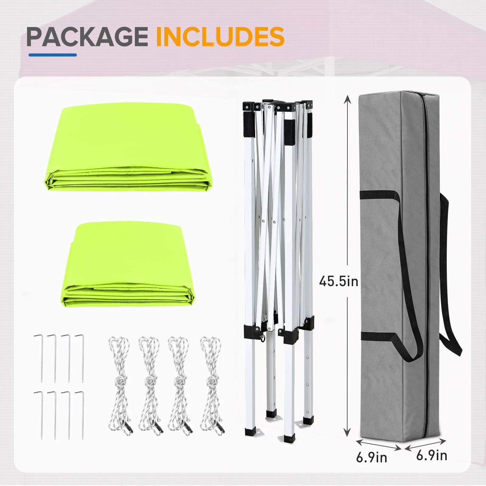 5x5 Straight Leg Pop Up Canopy Tent with One Removable Sunwall
