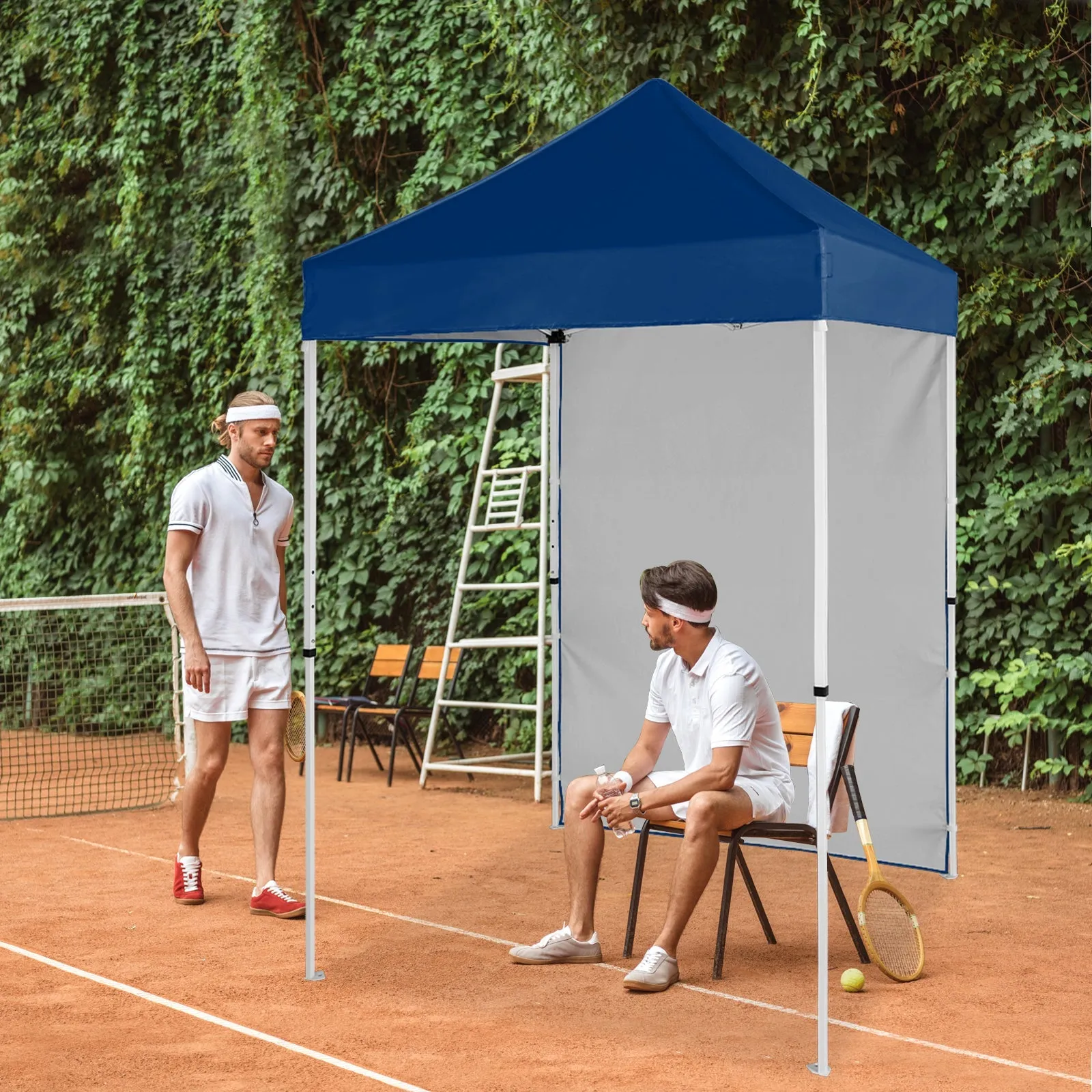 5x5 Straight Leg Pop Up Canopy Tent with One Removable Sunwall