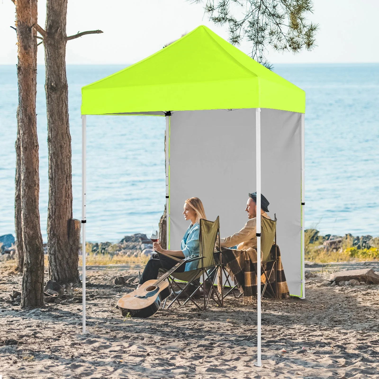 5x5 Straight Leg Pop Up Canopy Tent with One Removable Sunwall