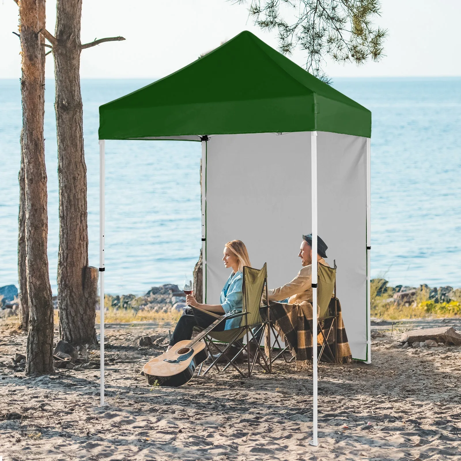 5x5 Straight Leg Pop Up Canopy Tent with One Removable Sunwall