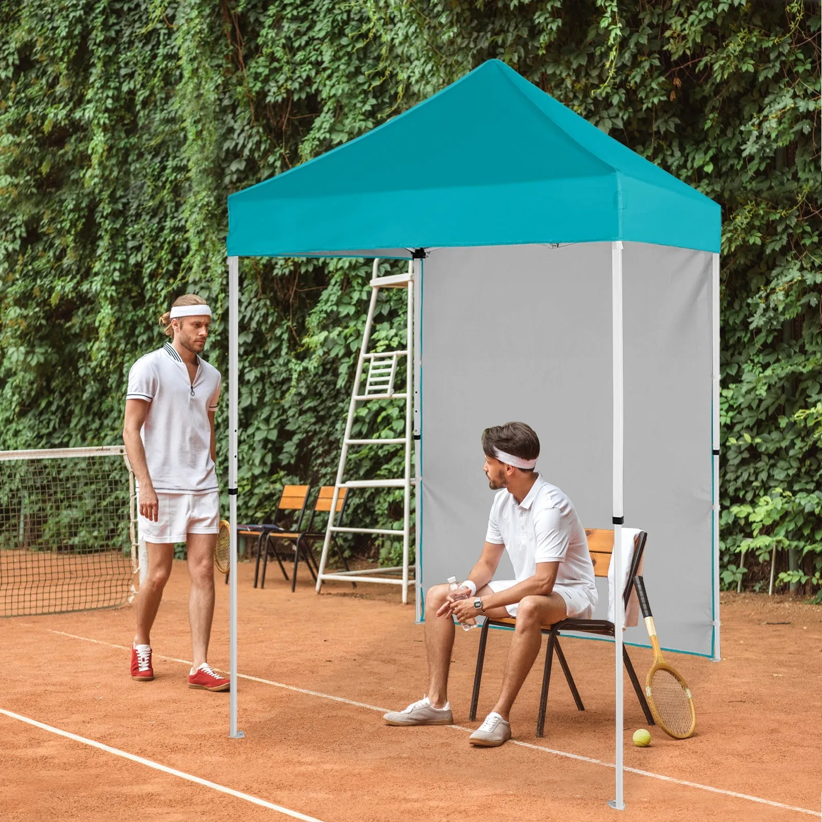 5x5 Straight Leg Pop Up Canopy Tent with One Removable Sunwall