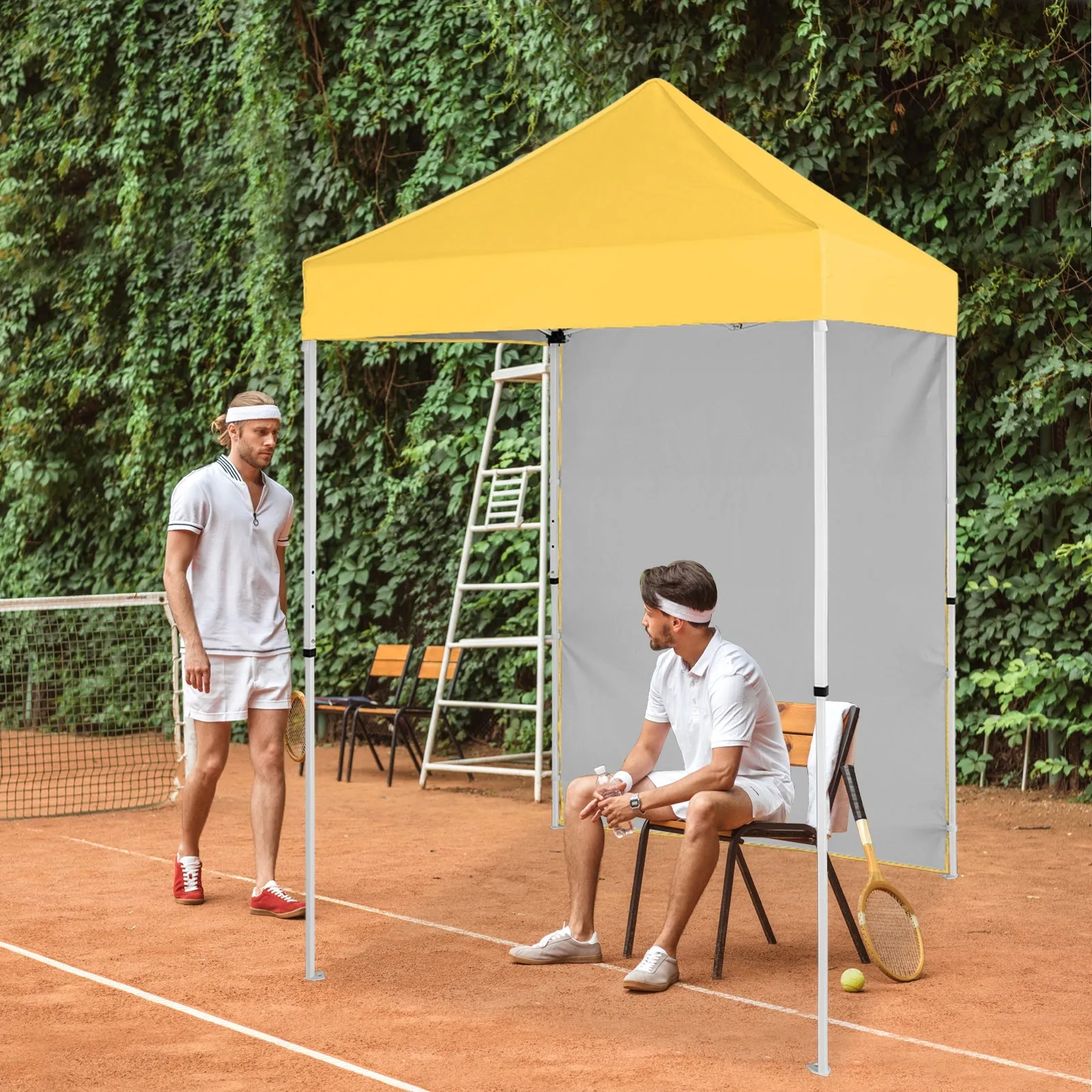 5x5 Straight Leg Pop Up Canopy Tent with One Removable Sunwall