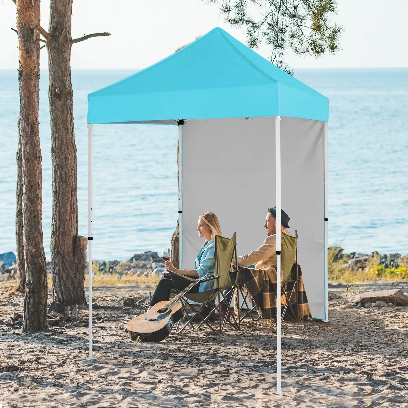 5x5 Straight Leg Pop Up Canopy Tent with One Removable Sunwall