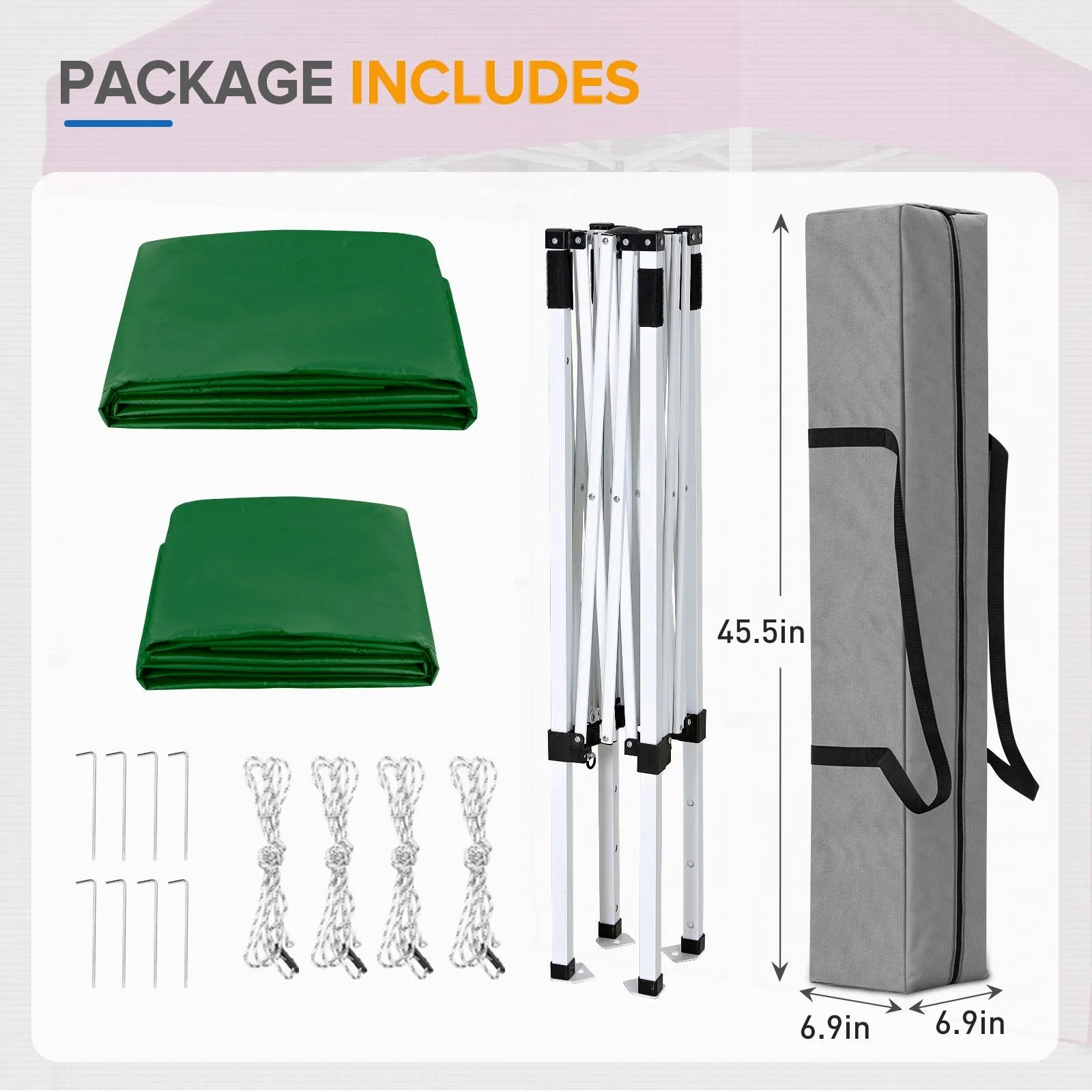 5x5 Straight Leg Pop Up Canopy Tent with One Removable Sunwall