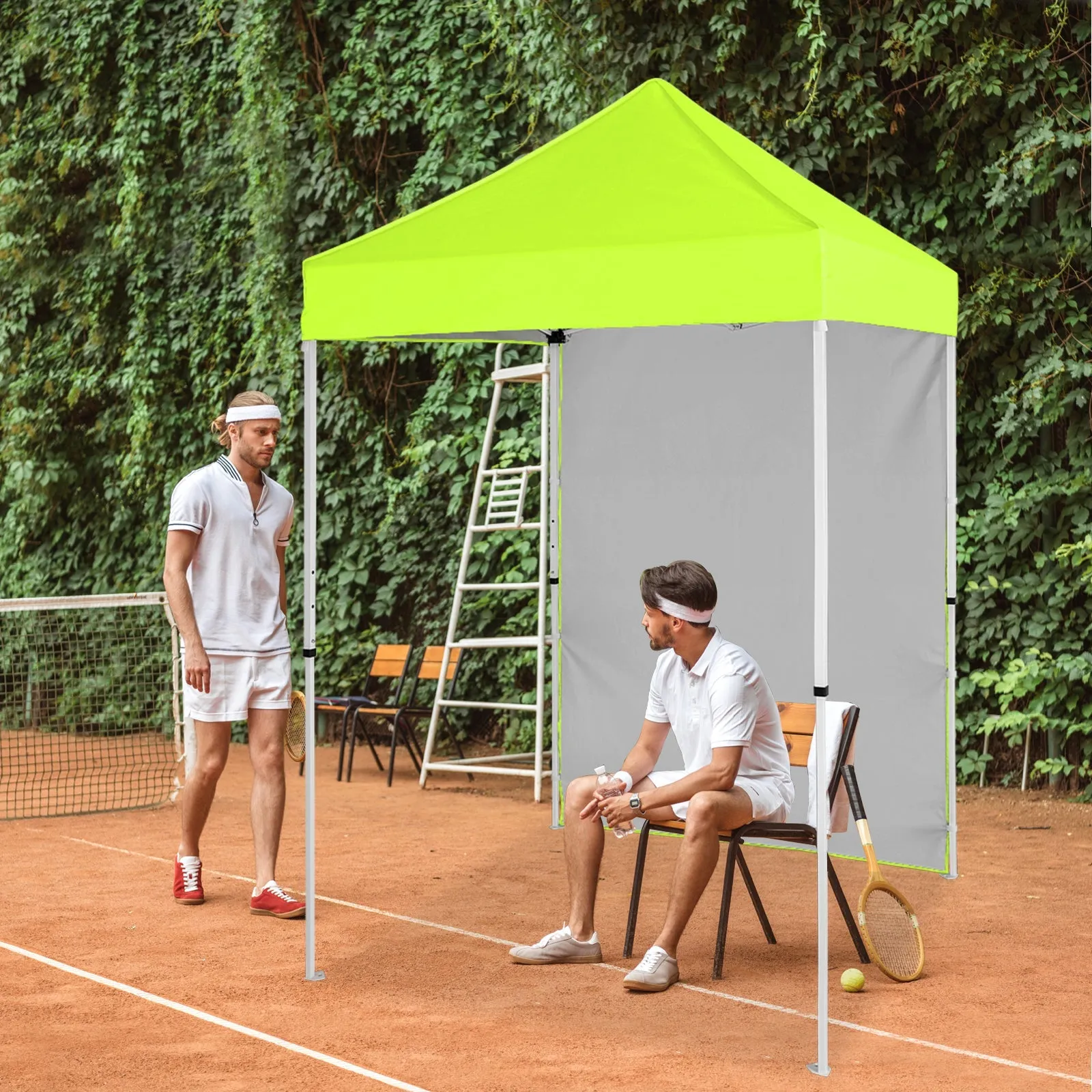 5x5 Straight Leg Pop Up Canopy Tent with One Removable Sunwall