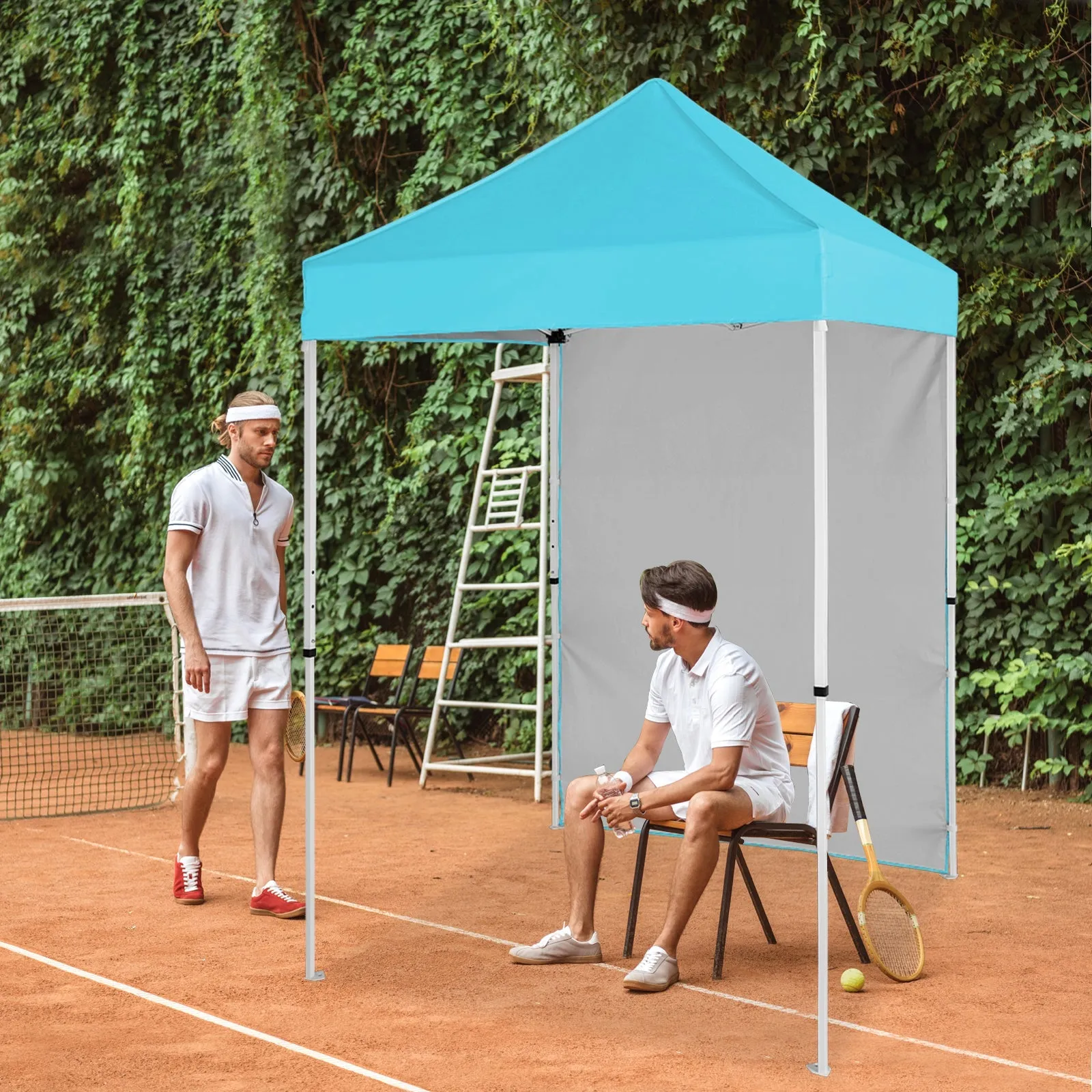 5x5 Straight Leg Pop Up Canopy Tent with One Removable Sunwall