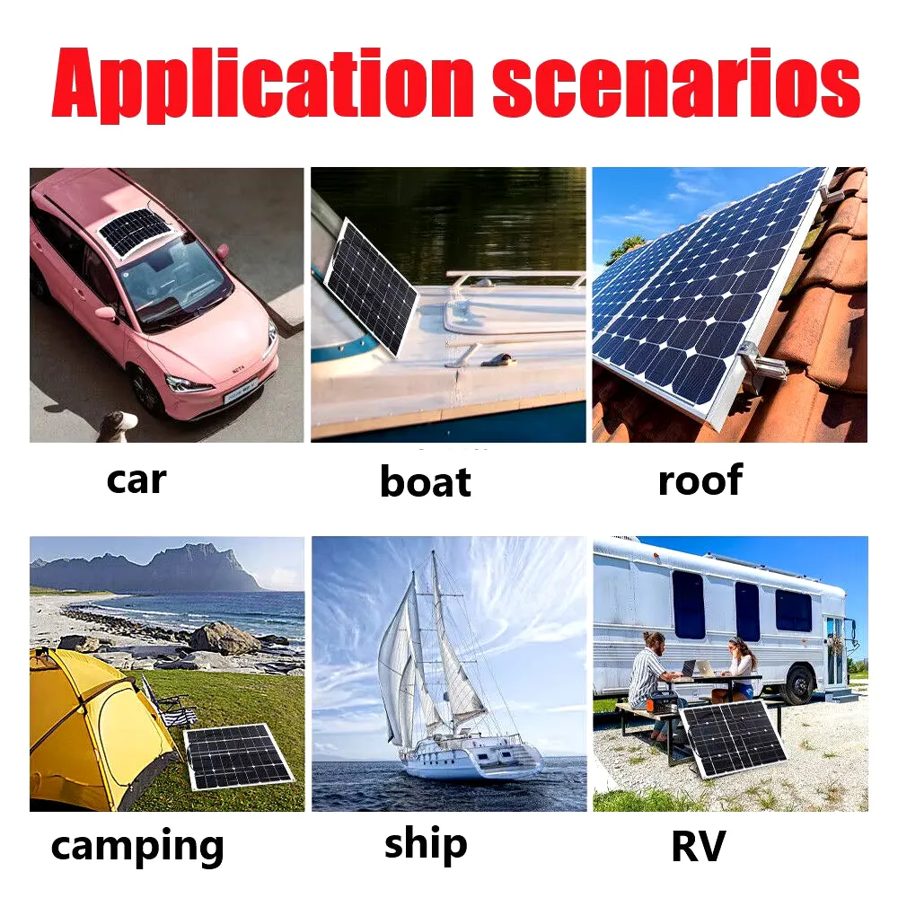 800W 400W 200W Flexible Solar Panel Kit Complete 12V 18V 24V Suitable for Solar Panels Battery Charging Camping RV Boat Roof