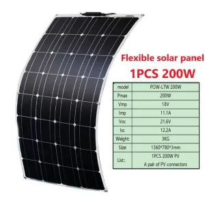 800W 400W 200W Flexible Solar Panel Kit Complete 12V 18V 24V Suitable for Solar Panels Battery Charging Camping RV Boat Roof