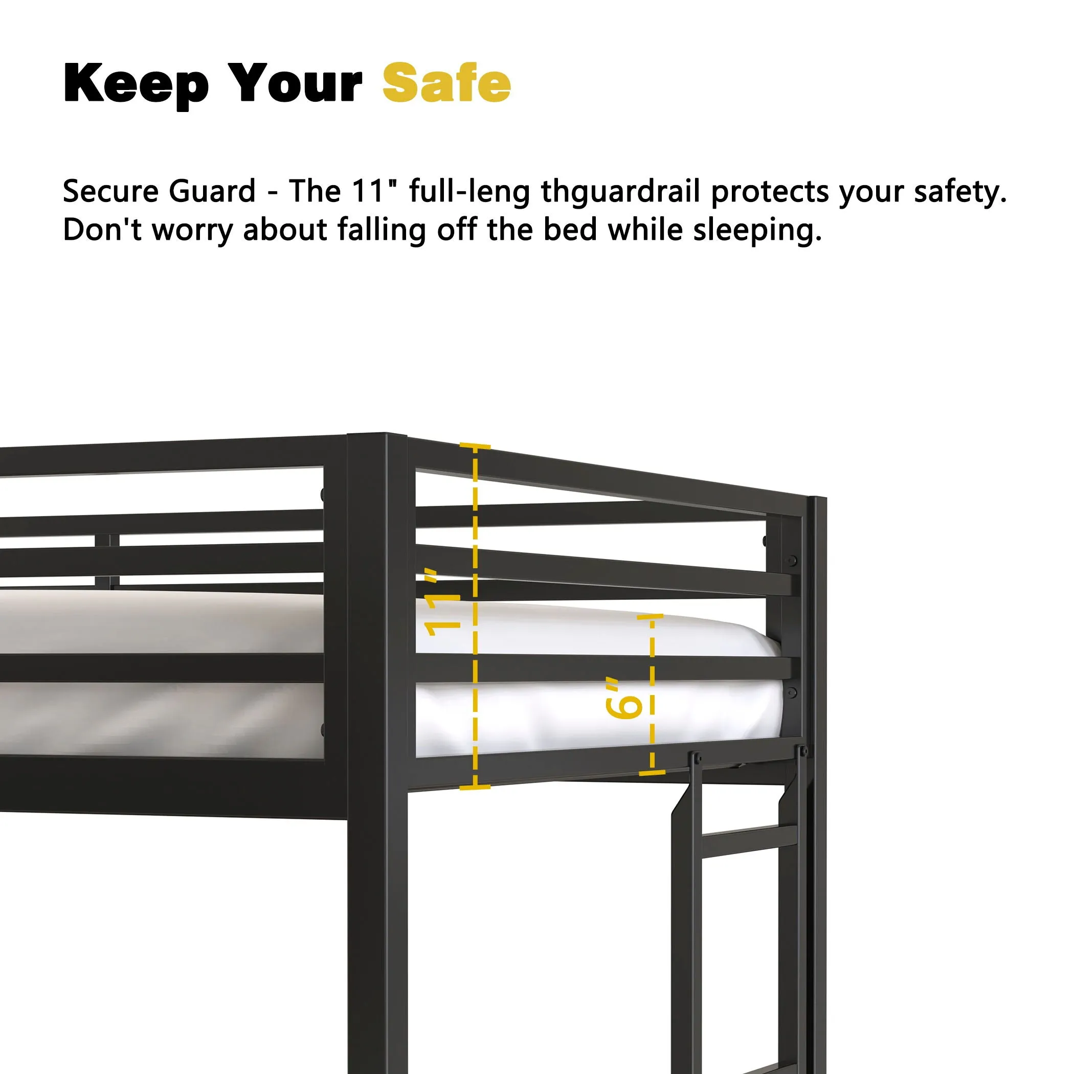 Adam - Twin Loft Bunk Bed With Cinnamon Wood Desk And Closet Rod - Black by Couch.com
