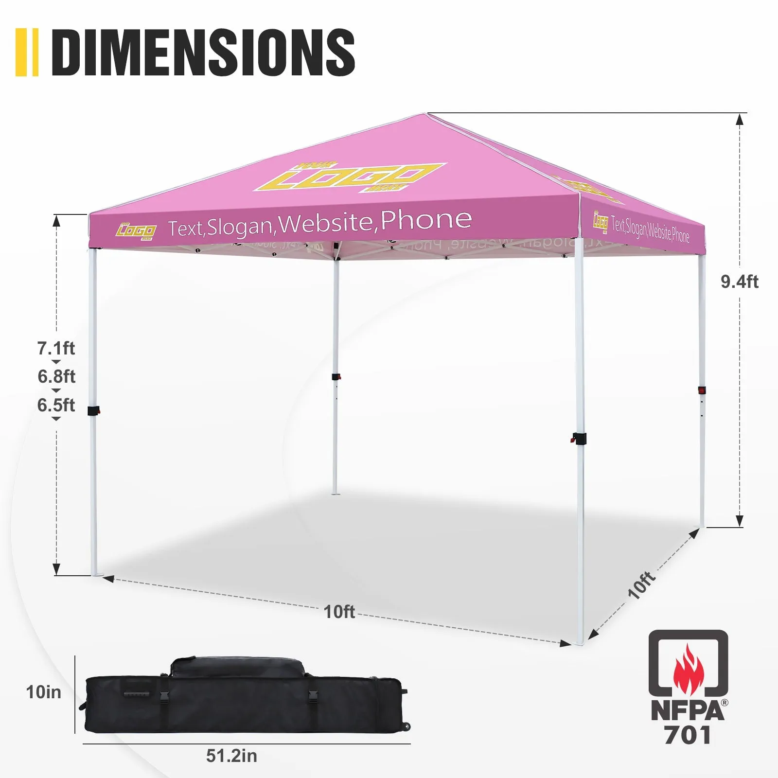 EAGLE PEAK E100 Steel Square Leg Commercial Custom Canopy Tent 10x10 - CLICK TO CONFIGURE - Package Prices Start at $499.00