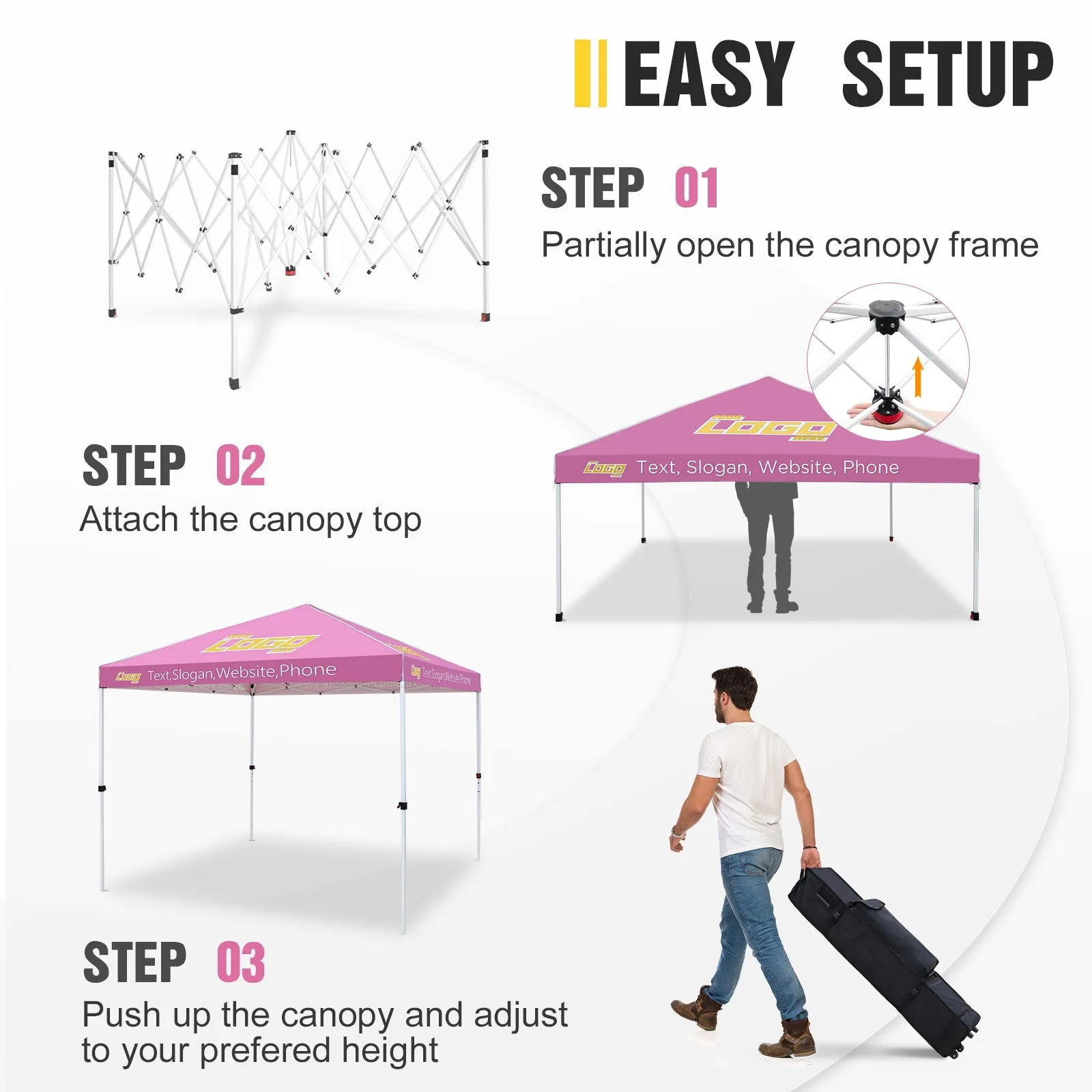 EAGLE PEAK E100 Steel Square Leg Commercial Custom Canopy Tent 10x10 - CLICK TO CONFIGURE - Package Prices Start at $499.00
