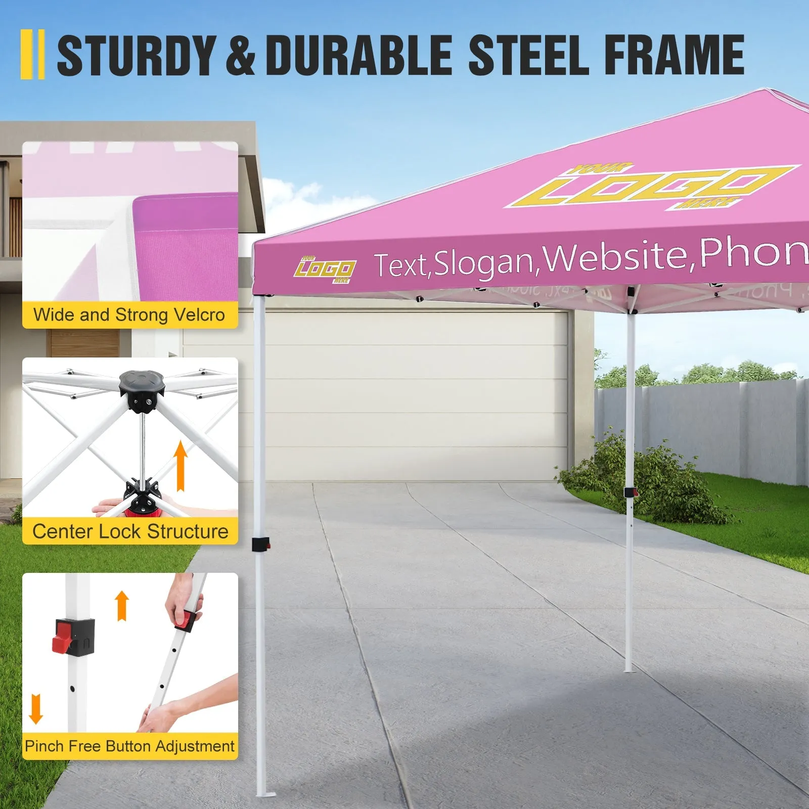 EAGLE PEAK E100 Steel Square Leg Commercial Custom Canopy Tent 10x10 - CLICK TO CONFIGURE - Package Prices Start at $499.00