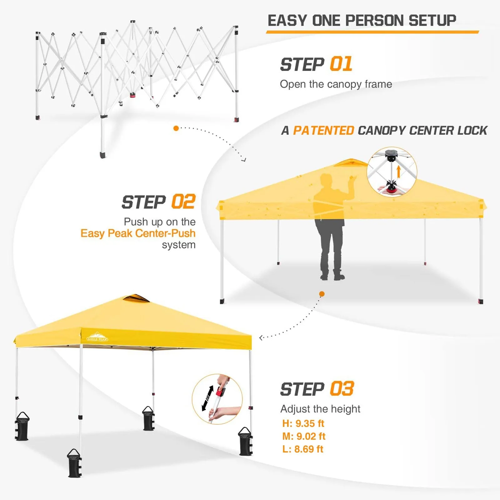 Easy Setup Straight Leg 10x10 Pop Up Canopy Tent w/ 100 sqft of Shade