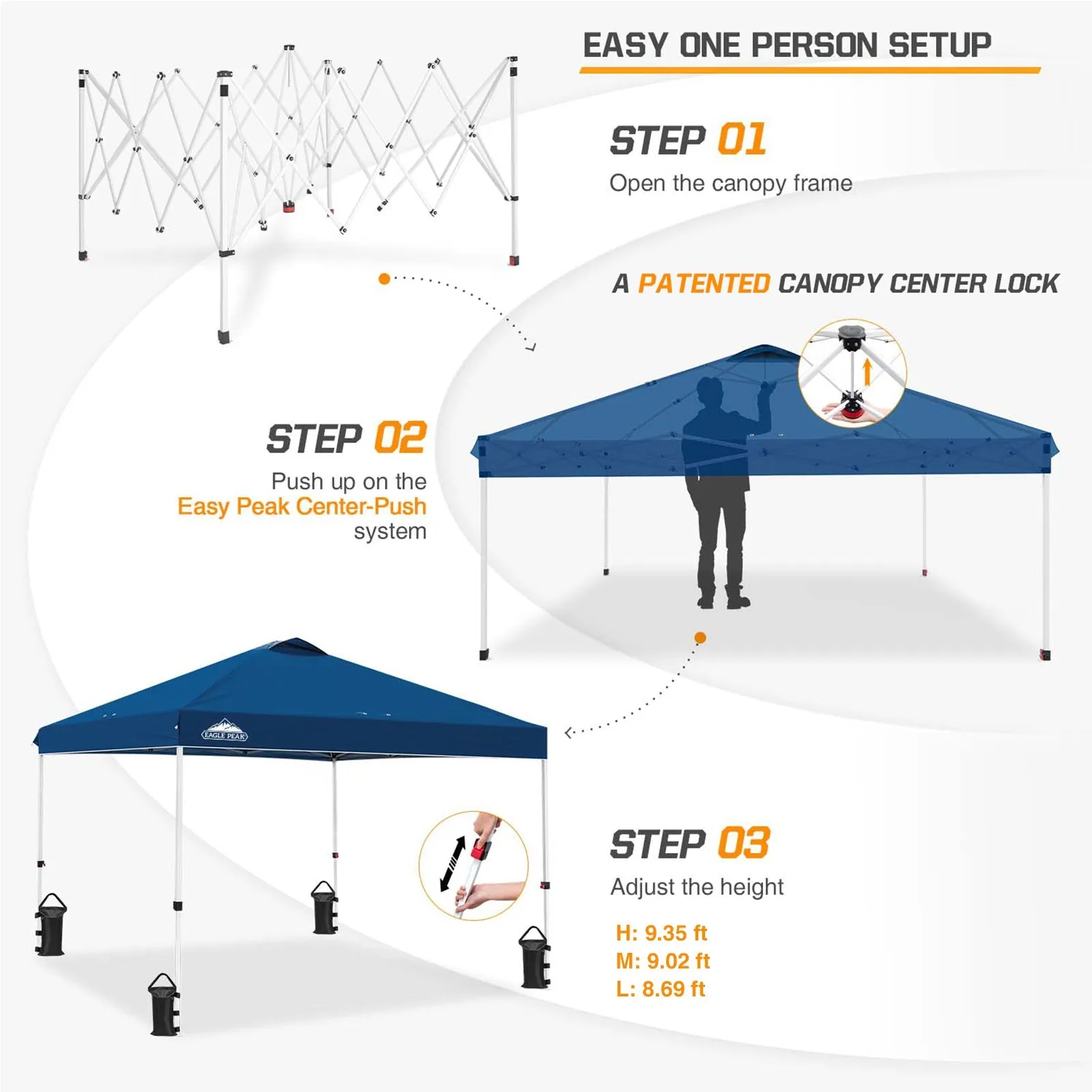 Easy Setup Straight Leg 10x10 Pop Up Canopy Tent w/ 100 sqft of Shade