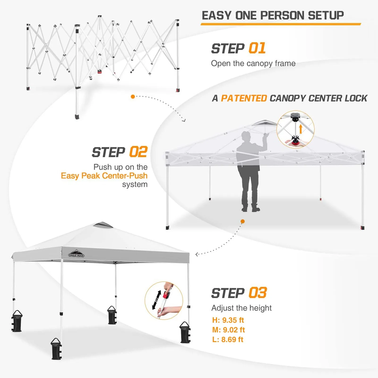 Easy Setup Straight Leg 10x10 Pop Up Canopy Tent w/ 100 sqft of Shade